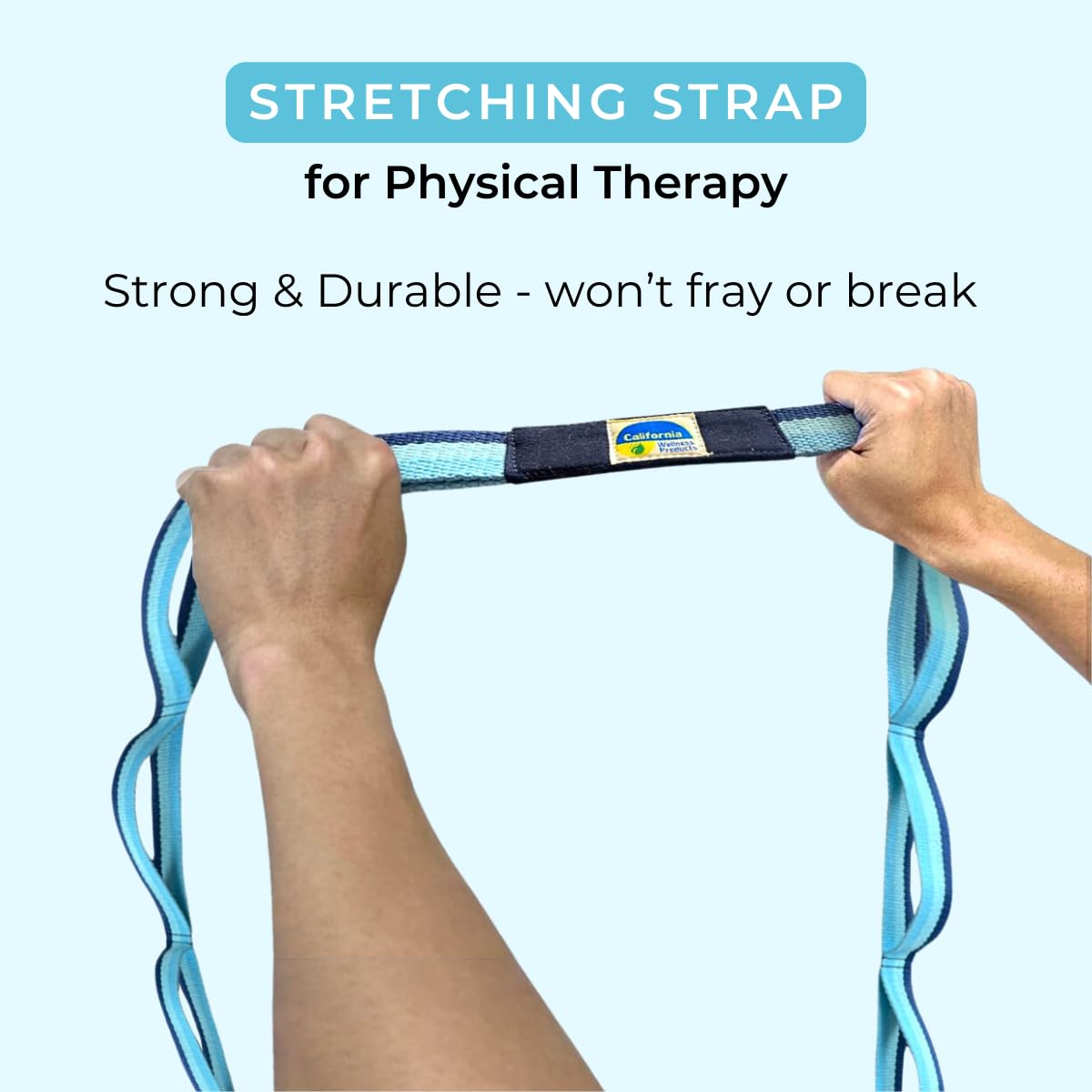 Premium California Yoga Strap with 12 Multi-Loops - Non-Elastic Stretching Belt for Gym Workouts, Physical Therapy & Posture Correction - Ideal for Men & Women Yoga Practice, Pilates, Home Exercise & Rehabilitation Training