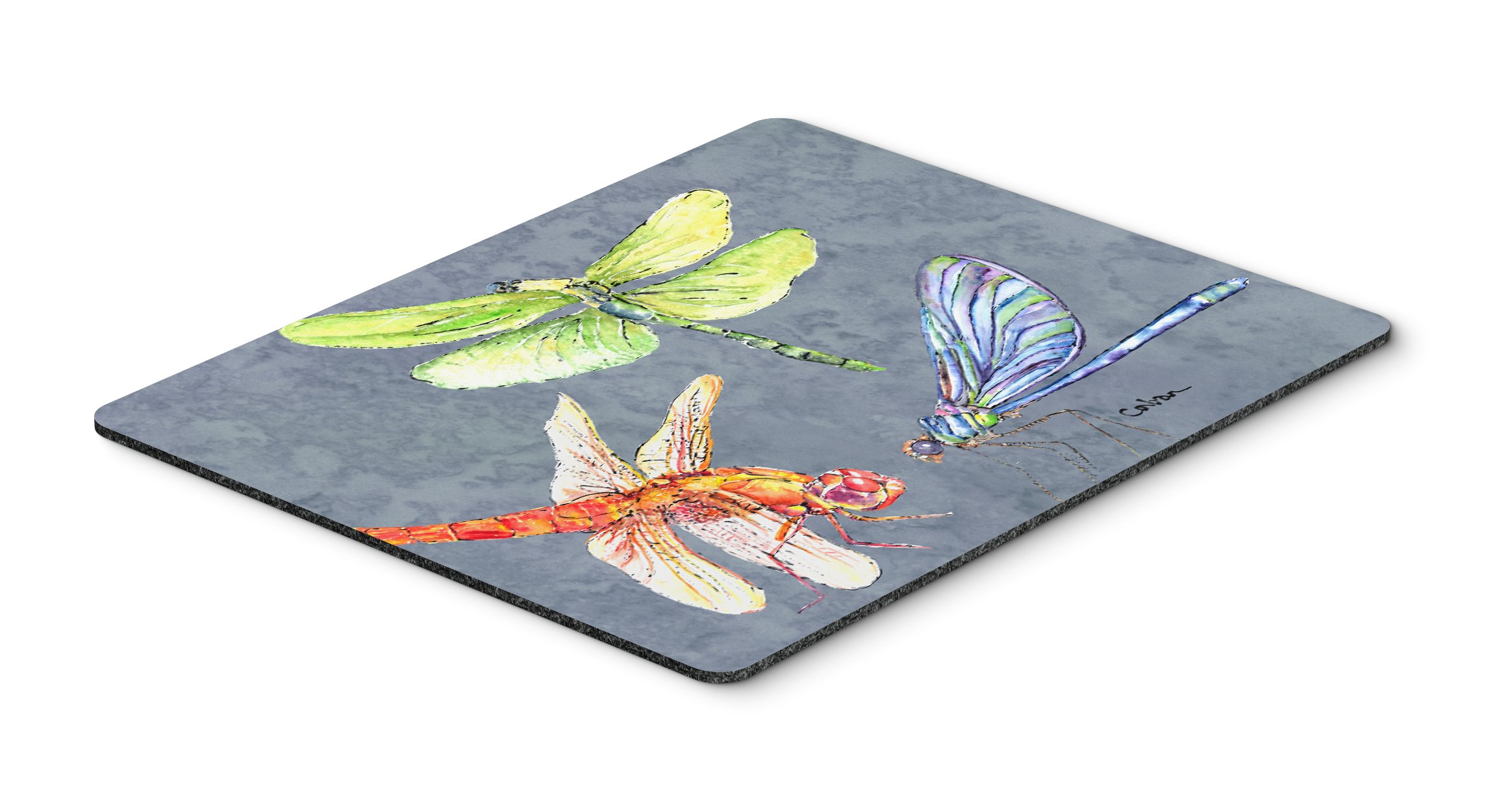 Caroline's Treasures 8878MP Dragonfly Times Three Mouse Pad - Large Washable Non-Slip Desk Mat for Home Office, Gaming & Computer Work | Perfect as Hot Pad, Trivet or Laptop Mouse Mat | Ideal for Workstations, Coffee Shops & Dorm Rooms