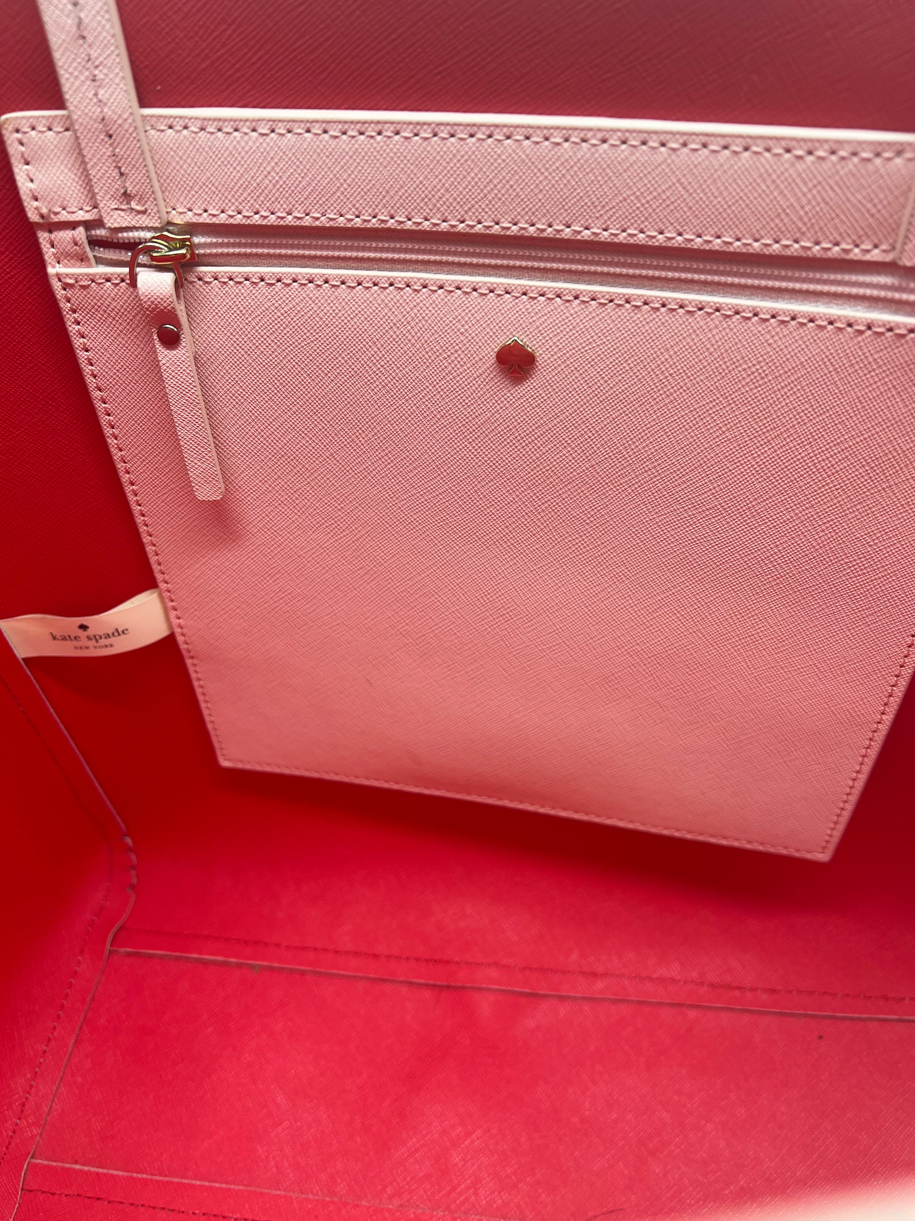 Kate Spade Pink Hallie 'Skirt The Rules' Perforated Leather Tote Bag for Women - Stylish Work Bag, Travel & Everyday Carry Purse
