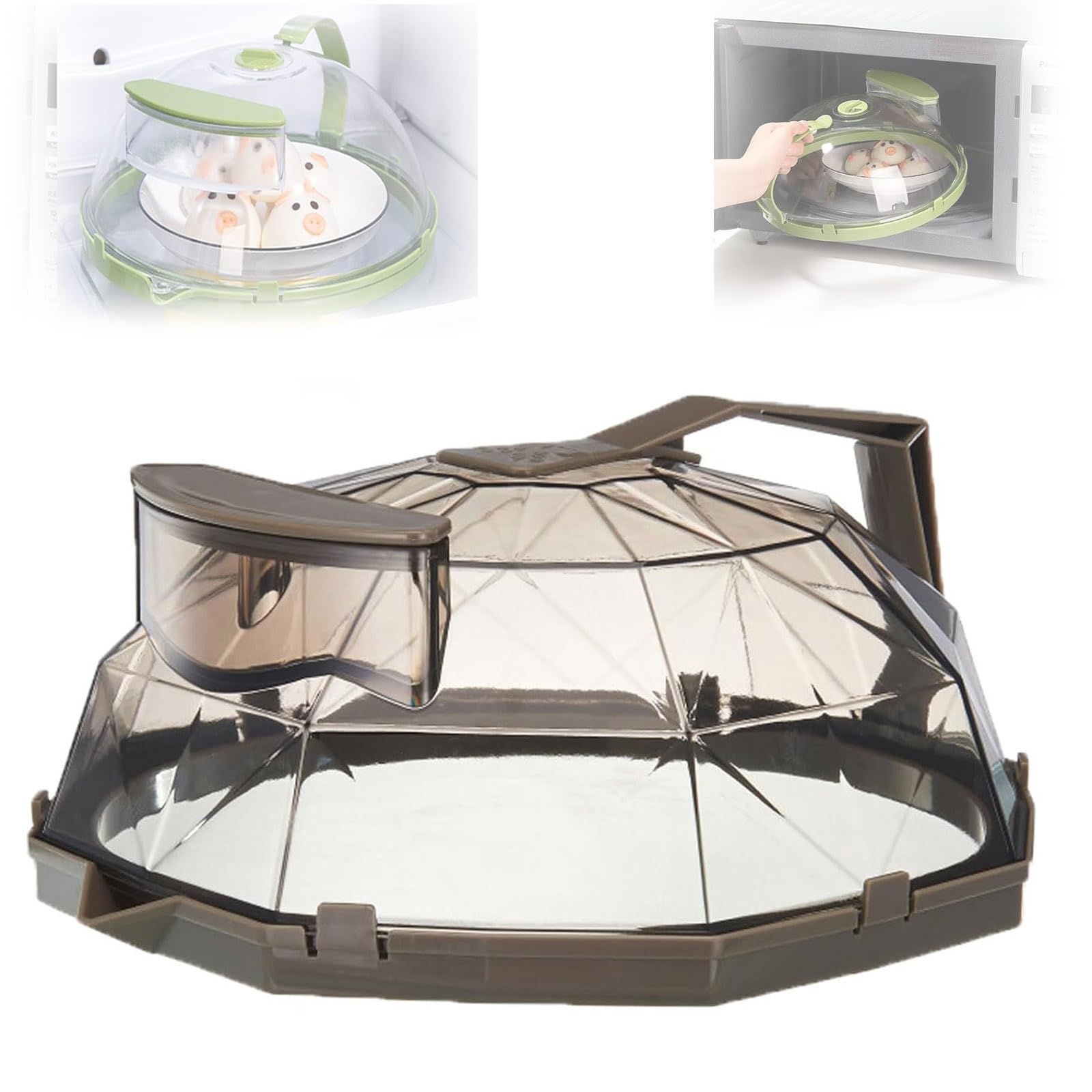 2-in-1 Microwave Cover and Steamer - Splatter Guard with Water Steamer for Cooking, Reusable Microwave Lid for Food Protection - Perfect for Meal Prep, Reheating, and Steaming Vegetables - Essential Kitchen Gadget Accessory