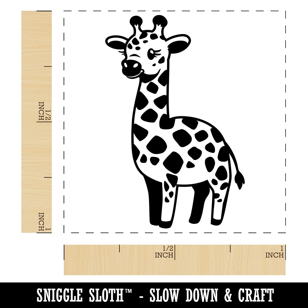 1 Inch Small Cute Baby Giraffe Kawaii Chibi Self-Inking Rubber Stamp with Red Ink - Perfect for Scrapbooking, Card Making & DIY Crafts