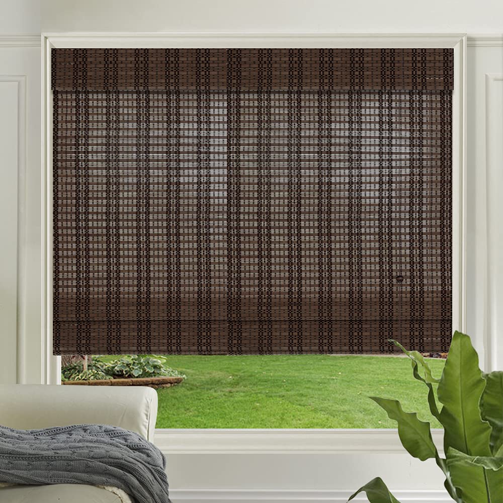 Letau Cordless Bamboo Roman Shades - Light Filtering Wood Window Blinds for Home, Kitchen & Office | Easy Installation & Privacy Protection | Perfect for Living Room, Bedroom & Patio Doors
