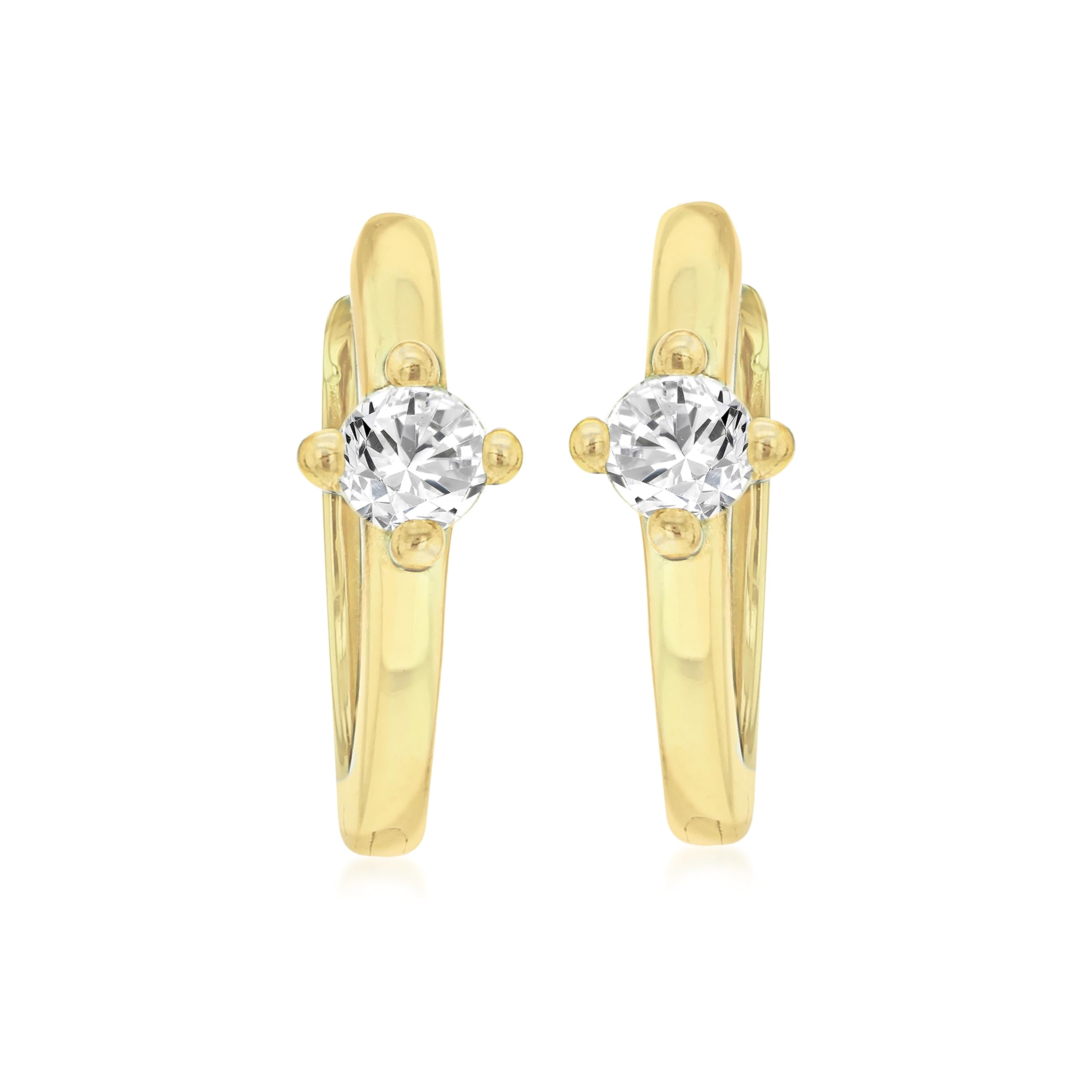 Amazon Essentials 9ct Yellow Gold Cubic Zirconia Huggie Hoop Earrings for Women - Elegant Everyday Jewelry for Work, Date Night & Special Occasions