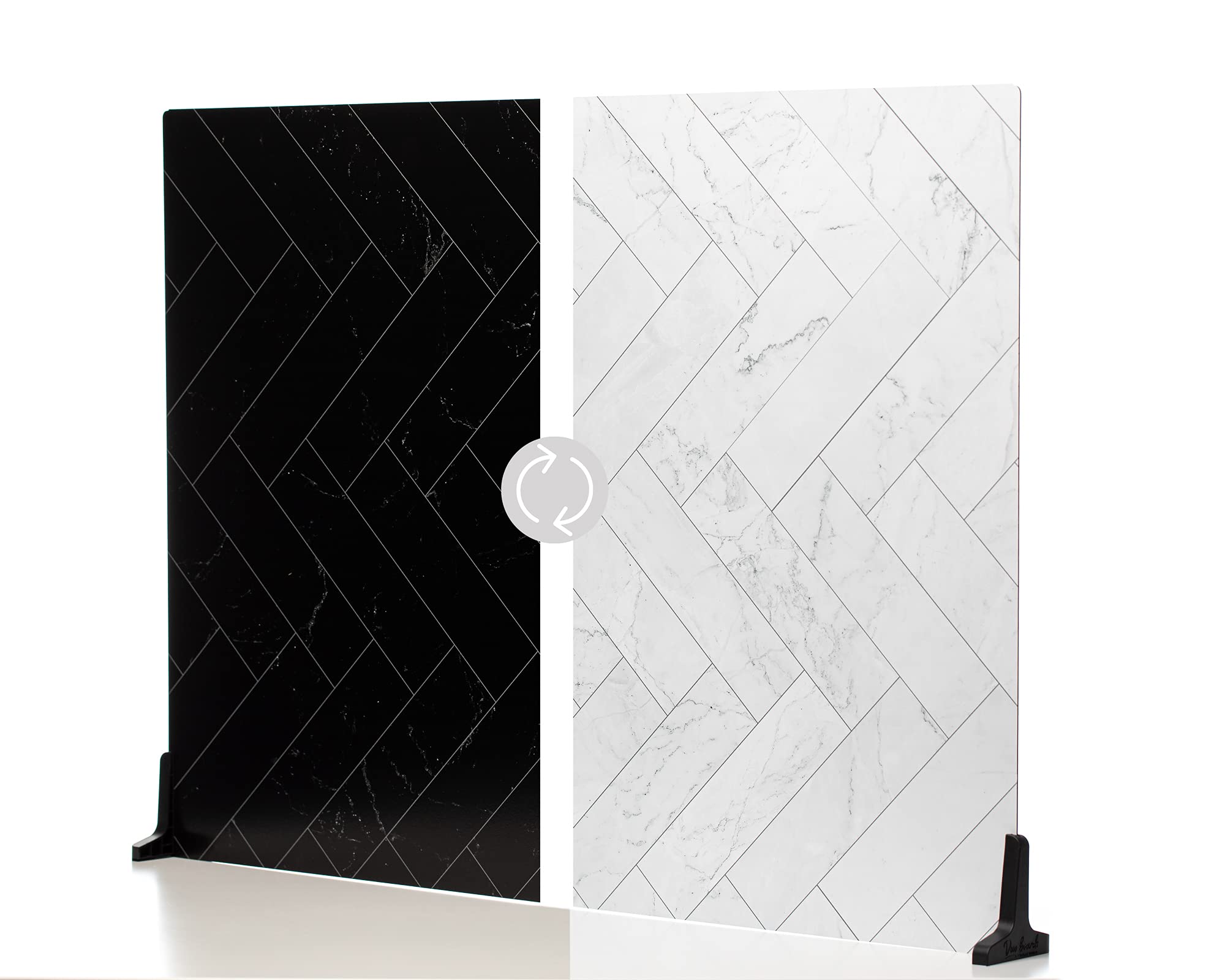 V-FLAT WORLD - Duo Board | Double Sided Food Photography Backdrop Board with Stand - 30x40 Inches Zigzag Marble White/Black - Made in USA - Perfect for Food Blogging, Product Photography & Social Media Content Creation