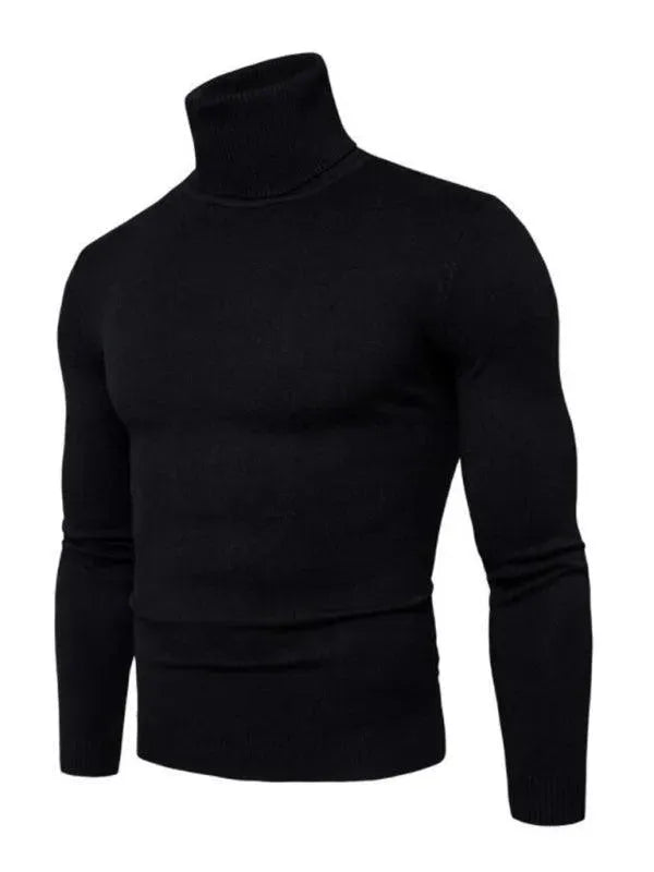 Men's Wool Knit Turtleneck Sweater - Thick Warm Winter Pullover for Casual Wear & Outdoor Activities
