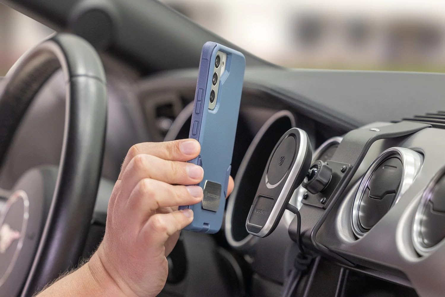 Scosche MPQ5AMPSPC Pro Charge5 15W MagSafe Car Mount Wireless Charger - Magnetic Phone Holder with AMPS Plate for iPhone 14/13/12, Samsung Galaxy - Compatible with Scosche/ProClip Vehicle Mounts (Base Sold Separately) | Fast Charging for Road Trips & Commuting