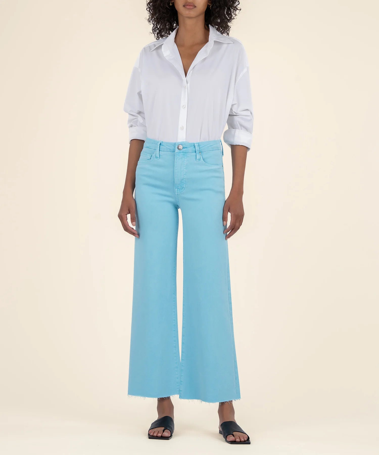 Kut Meg High Rise Fabric AB Wide Leg Jeans for Women - Comfortable Stretchy Denim Pants for Casual Wear & Office Outfits