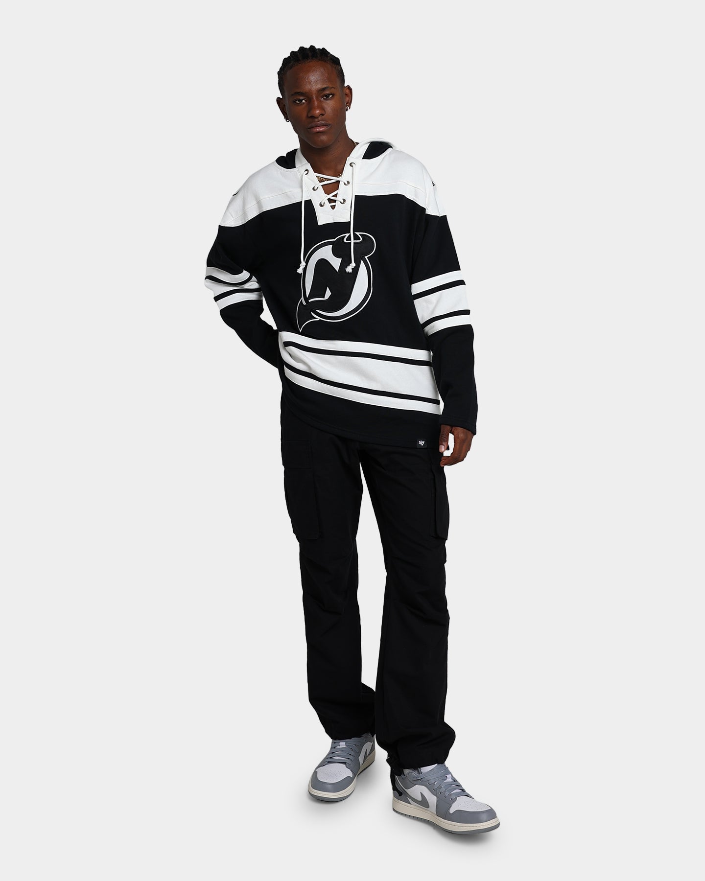47 Brand New Jersey Devils Superior Lacer Hoodie - Jet Black NHL Hockey Fan Apparel for Men & Women - Perfect for Game Day, Tailgating and Cold Weather