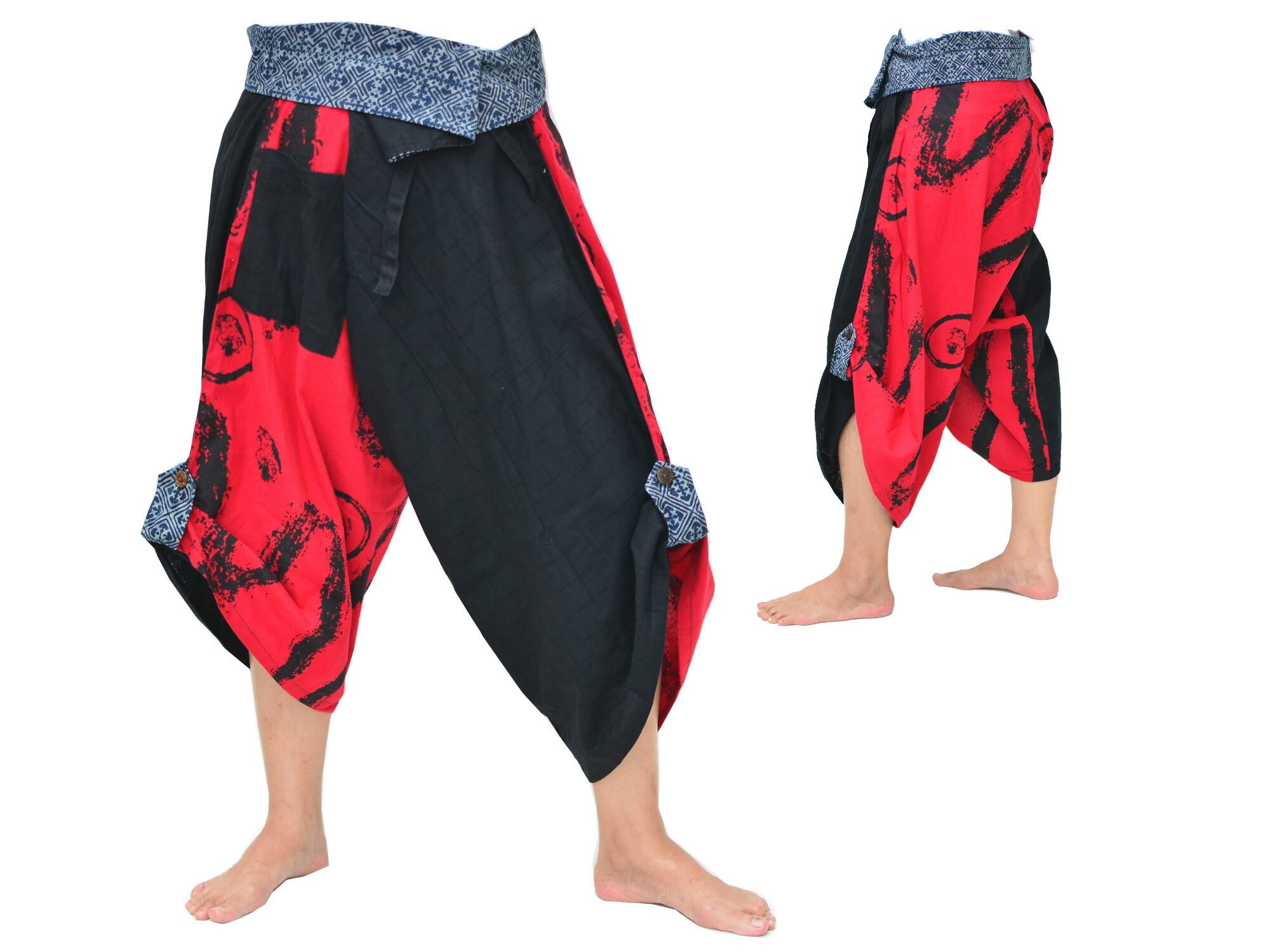Yoga Ninja Harem Samurai Pants for Women & Men - Japanese Style Wrap Trousers One Size - Perfect for Martial Arts, Cosplay & Lounge Wear