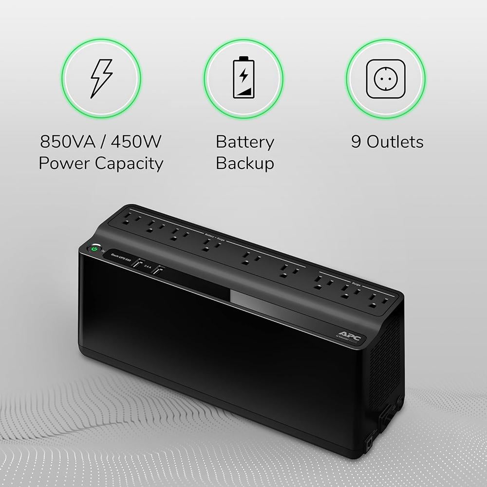 APC BE850G2 UPS Battery Backup & Surge Protector - 850VA/510W Uninterruptible Power Supply for Home Office, Gaming PC & Electronics - Open Box Condition