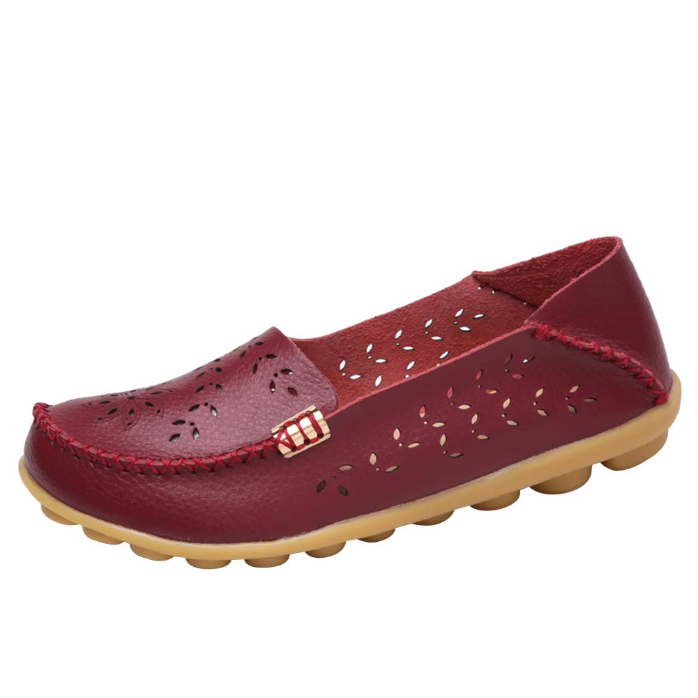 Alicegana Women's Comfortable Leather Loafers - Breathable Slip-On Casual Shoes for Nurses, Walking & Driving | Fashionable Flats for Work, Travel & Everyday Wear