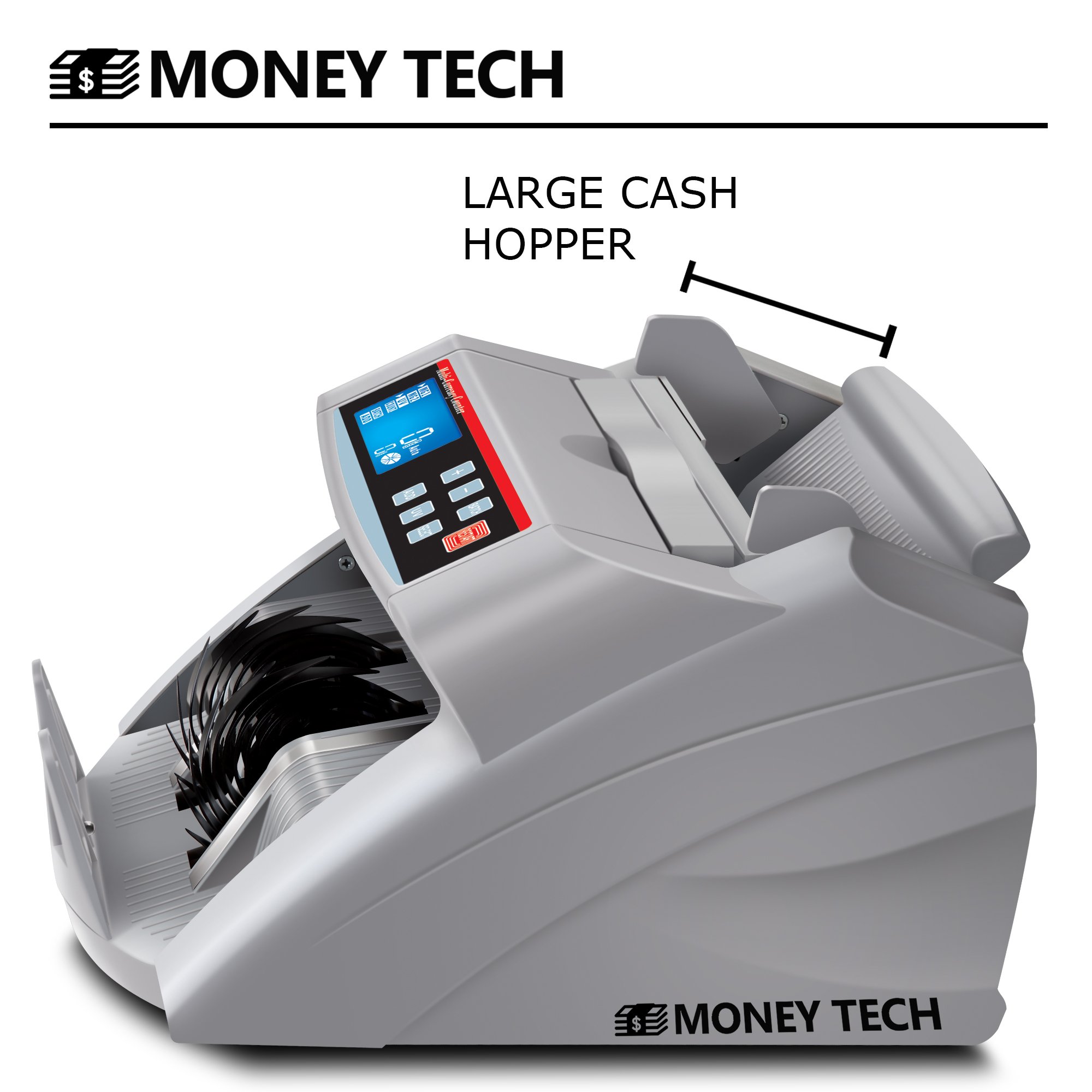 Money Tech Polymer & Paper Multi-Currency Bill Counter - Compact Cash Counting Machine for USD & CAD with Counterfeit Detection & LCD Display | Perfect for Banks, Retail Stores & Small Businesses