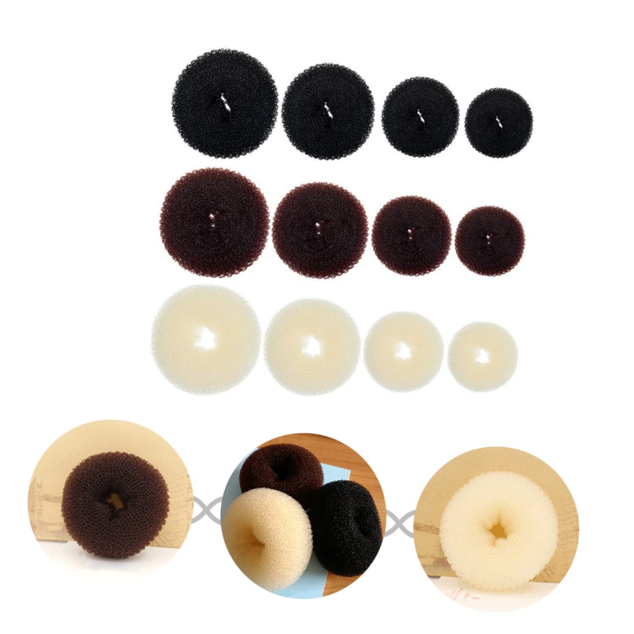 FOMIYES 12-Piece Hair Bun Maker Set for Women - Hair Donut Rings & Bun Shapers - Perfect for Updos, Ponytails & Stylish Hairstyles (Great for Weddings, Parties & Everyday Use)