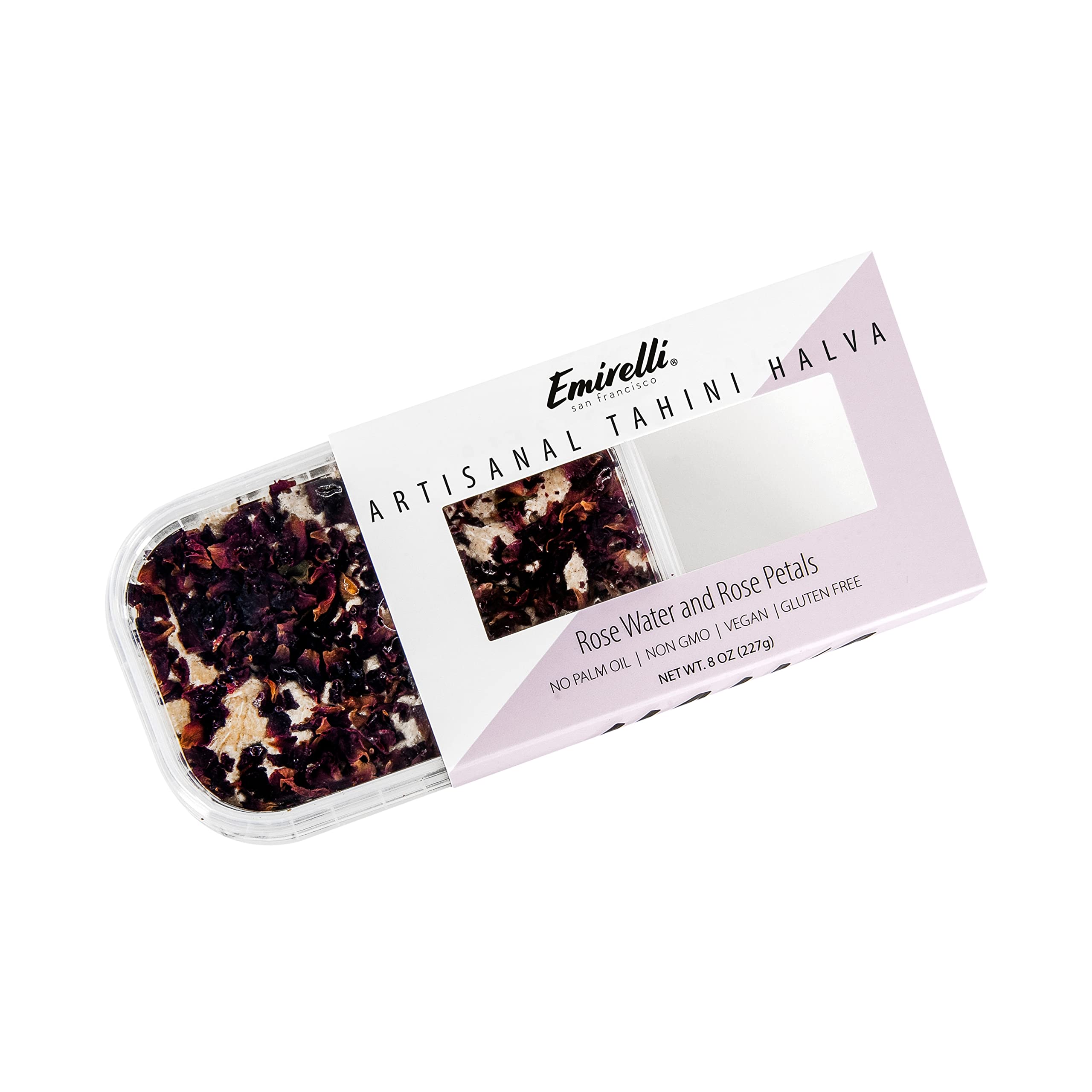 Premium Emirelli Artisanal Halva Dessert - Authentic Middle Eastern & Turkish Vegan Sweets - 55% Tahini Halwa with Rose Water & Petals - Traditional Halvah Candy - Pack of 6 | Perfect for Gifts, Tea Time & Dessert Platters