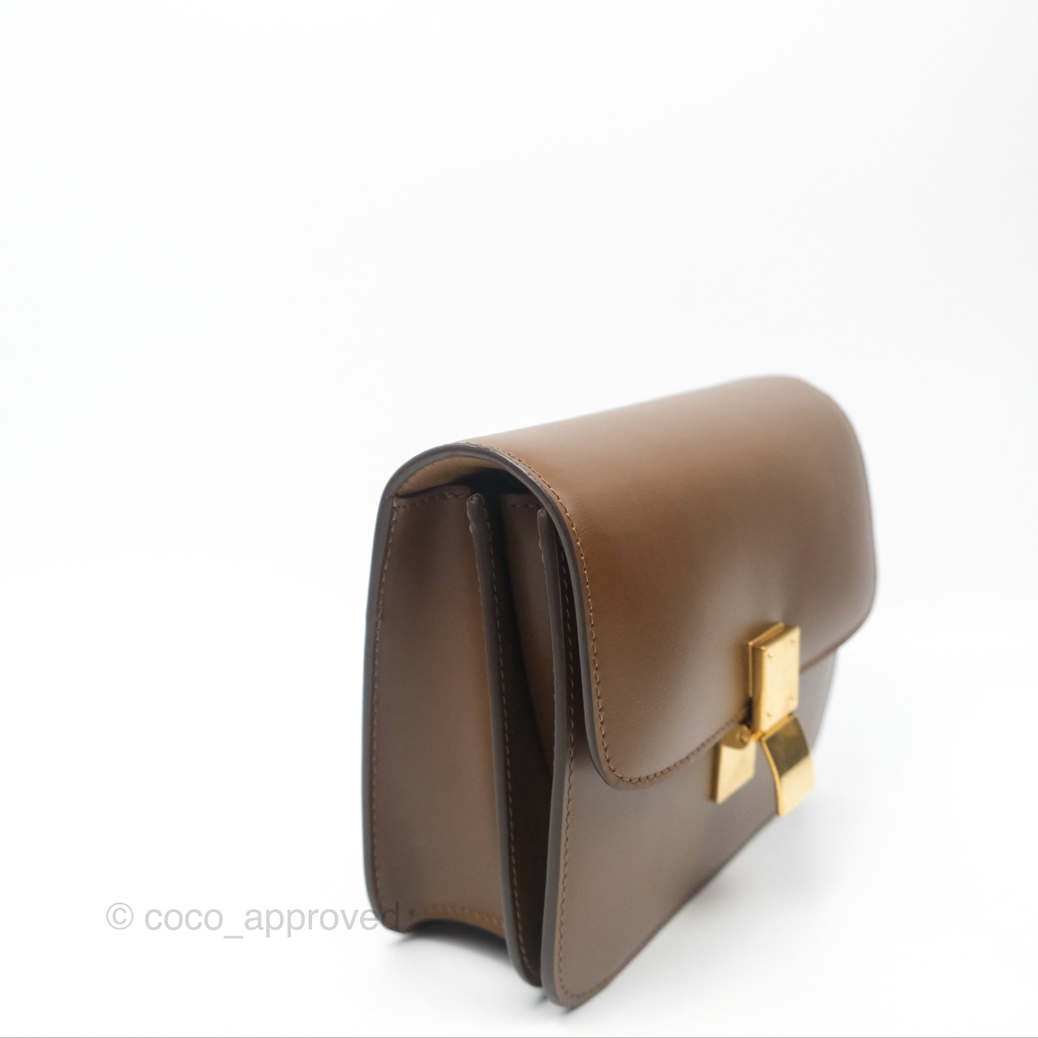 Celine Teen Classic Box Flap Bag in Caramel Calfskin Leather - Perfect for Work, Travel & Everyday Luxury