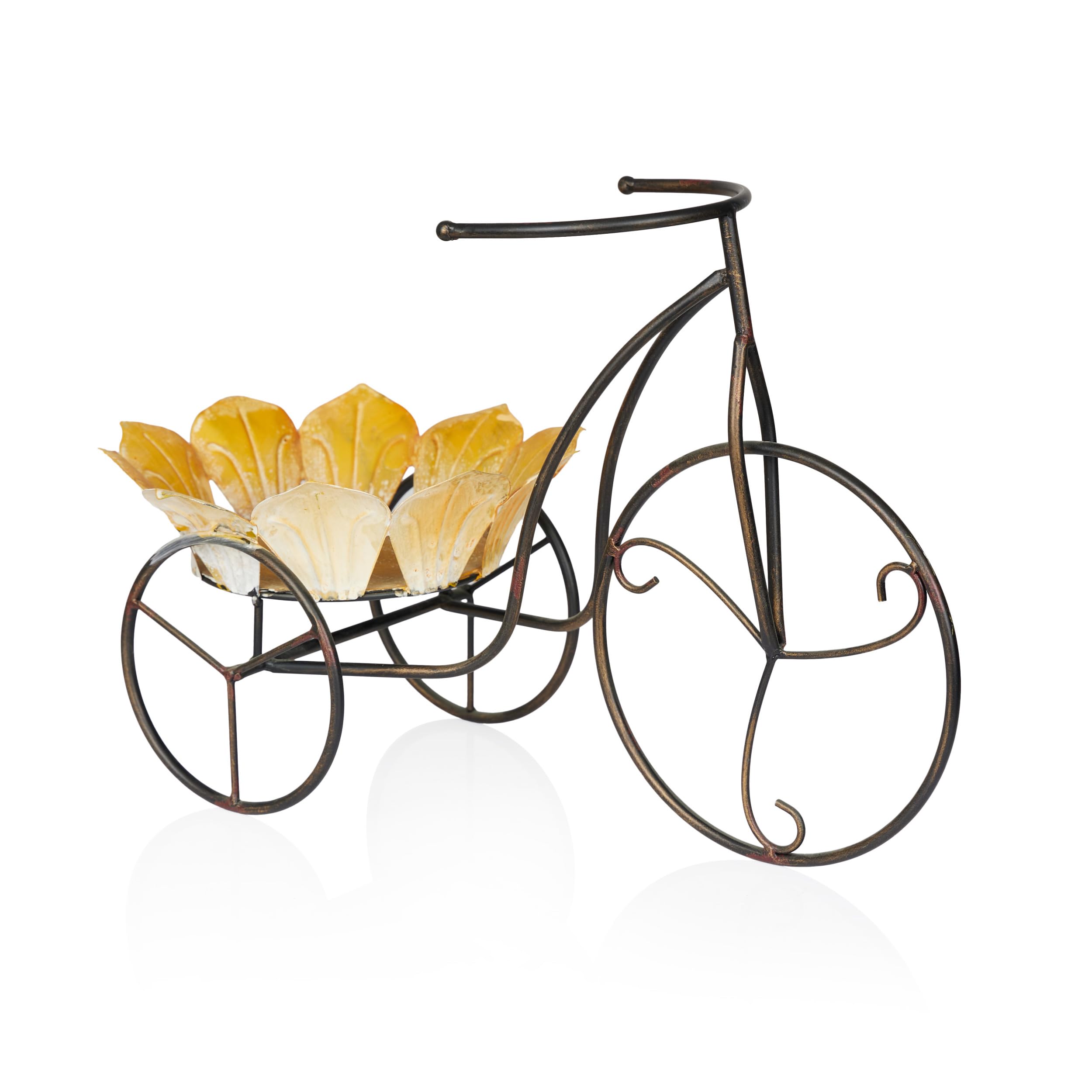 Alpine Corporation ALL376 Sunflower Tricycle Plant Stand - 12 Inch Colorful Outdoor Planter for Patio, Deck & Garden Decor - Multicolor Flower Pot Holder for Home, Yard & Balcony Gardening