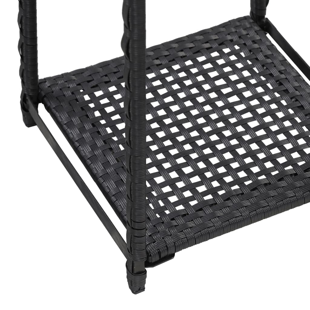 Modern Black Poly Rattan Bookcase Shelf - 11.8
