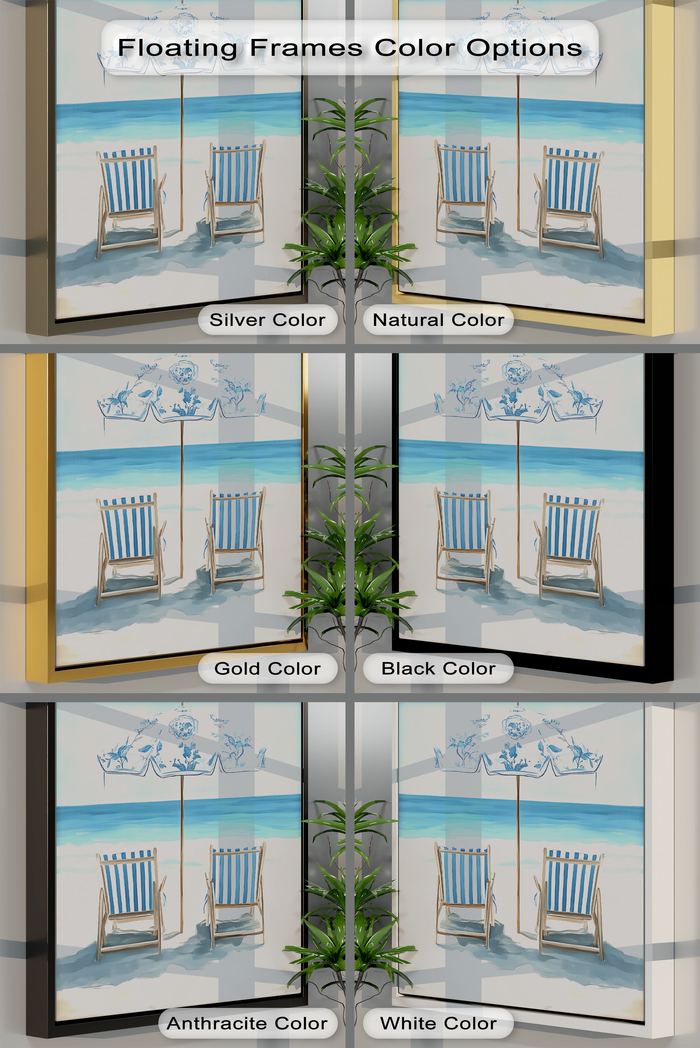 Blue Striped Beach Chairs Canvas Wall Art - Coastal Decor for Living Room, Bedroom & Office - Perfect Beachfront Home Decor & Gift Idea