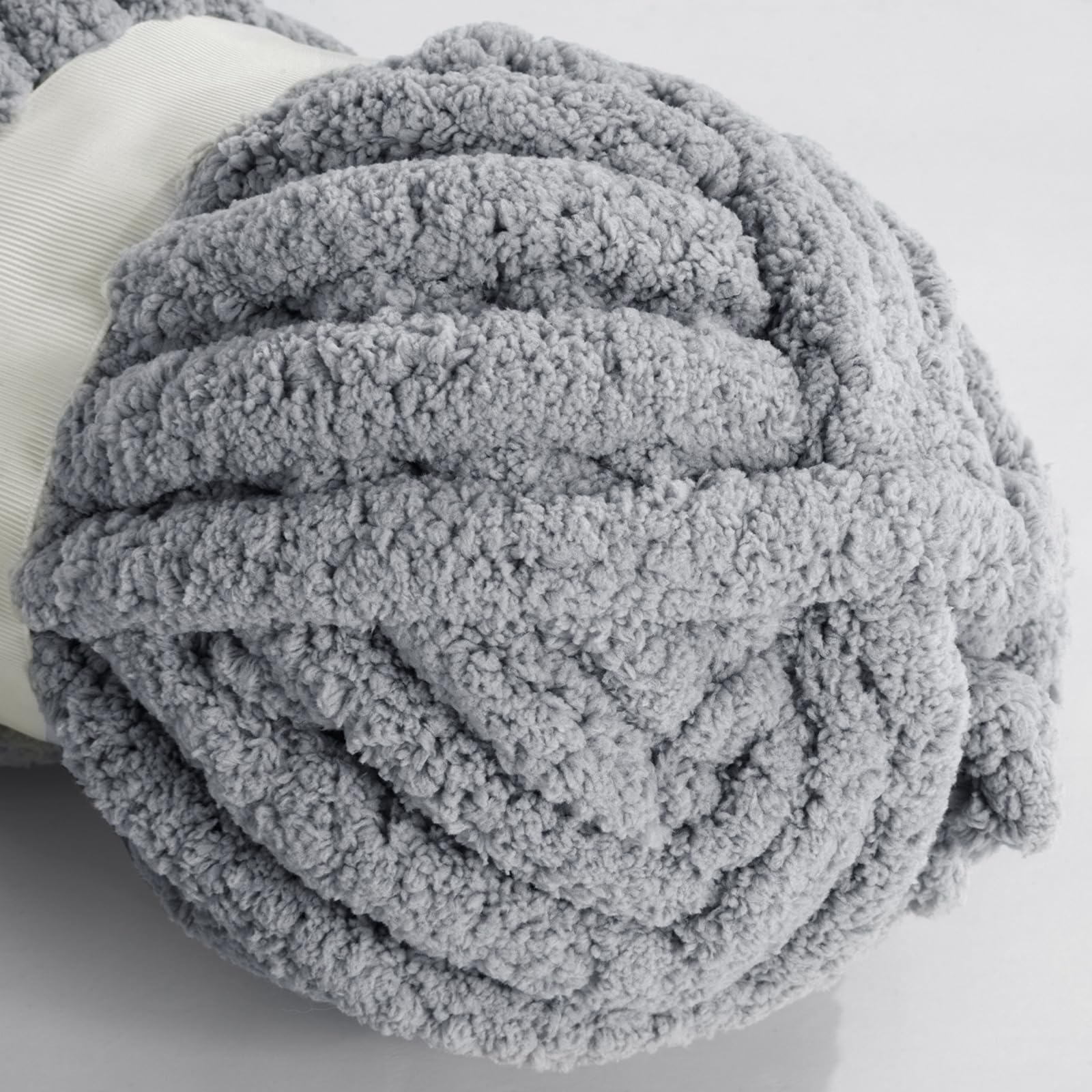 MABOZOO 8 Pack Chunky Chenille Yarn - Soft Fluffy Jumbo Yarn for Crocheting & Knitting (Medium Grey, 31.7 Yds/8 Oz Each) - Perfect for DIY Blankets, Scarves, and Home Decor Projects
