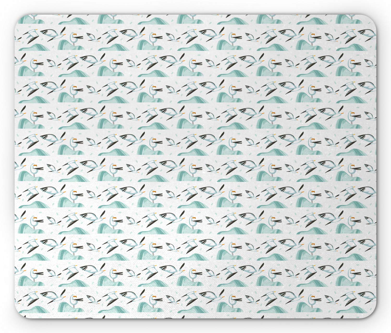 Ambesonne Marine Themed Mouse Pad with Seagull Design - Non-Slip Rubber Base, Standard Size Rectangle Mousepad in Teal & Olive Green - Perfect for Office, Gaming & Home Computer Use