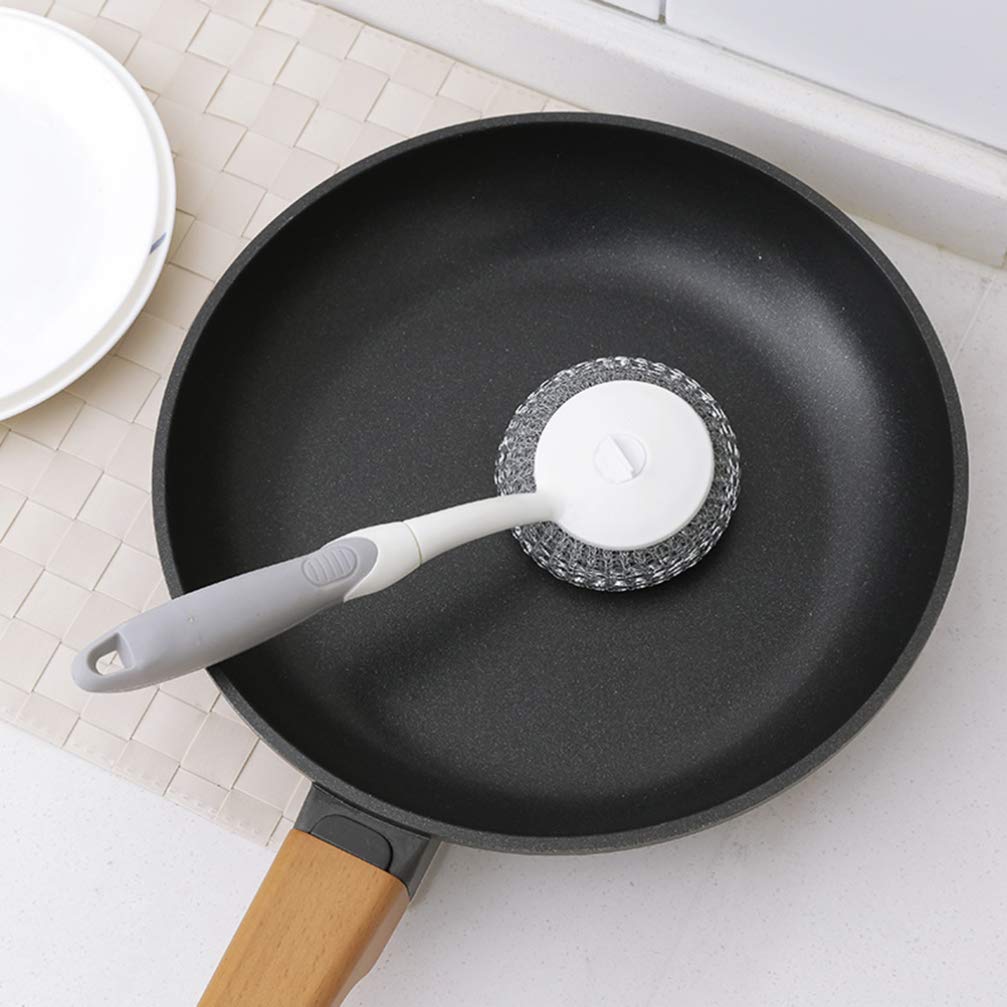 2-Pack Long Handle Kitchen Cleaning Brushes for Pots & Pans - Durable Dishwashing Scrub Brush with Ergonomic Grip - Perfect for Washing Dishes, Cleaning Cookware, and Kitchen Accessories