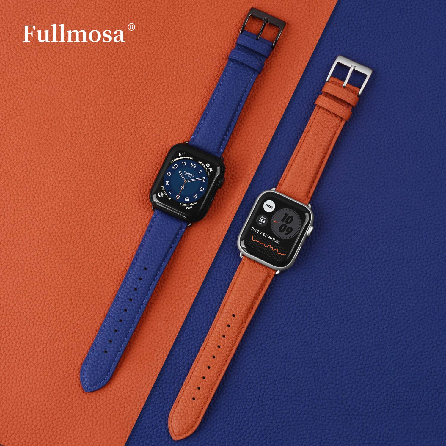 Fullmosa Genuine Leather Apple Watch Bands Compatible with Series 9/8/7/6/5/4/3/2/1/SE/Ultra 2 (38mm 40mm 41mm 42mm 44mm 45mm 49mm) - Stylish Replacement Strap for Women - Perfect for Work, Date Night & Formal Occasions