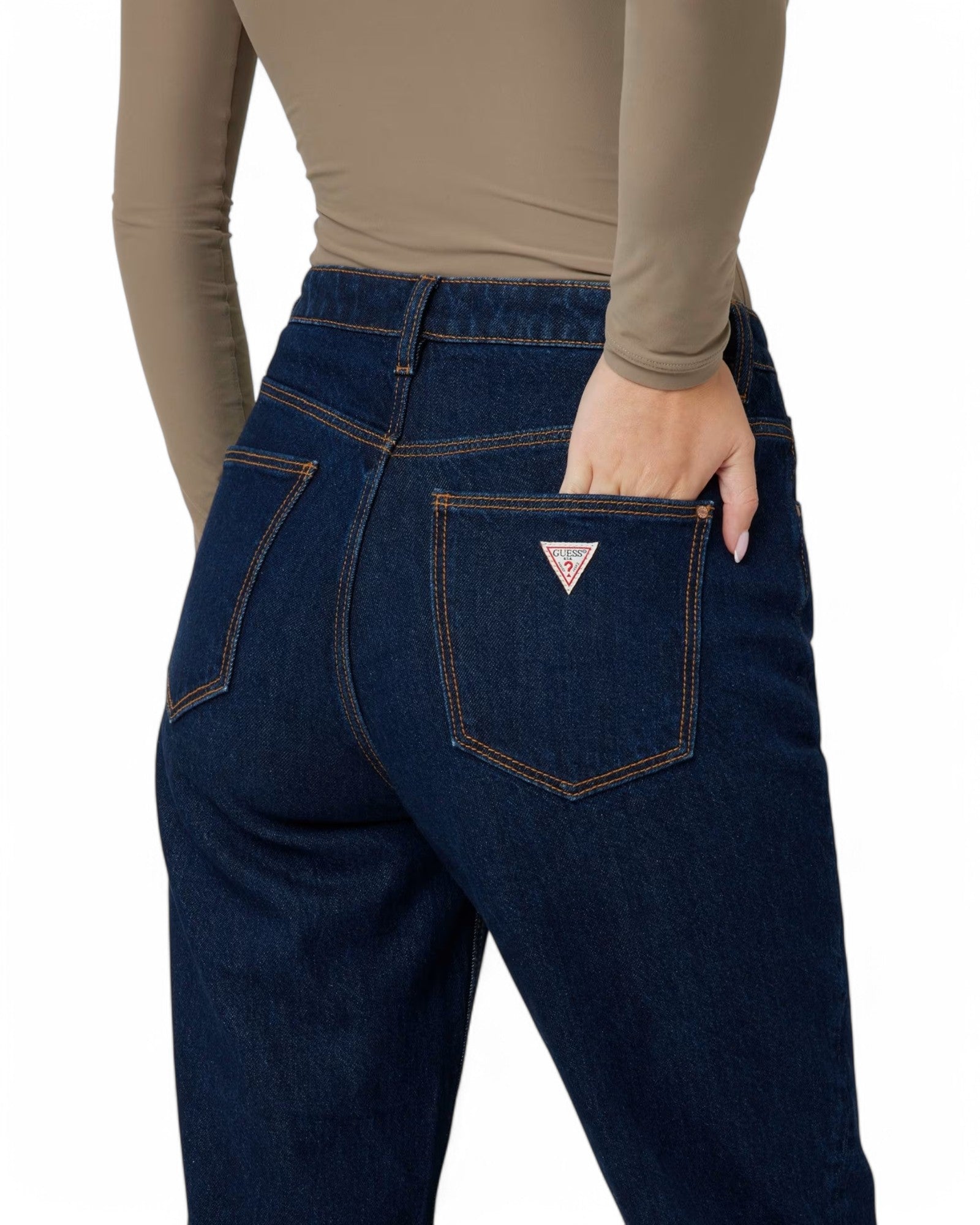 High Rise Straight Leg Mom Jeans for Women - Authentic Dark Wash Denim Pants, Comfortable & Stylish for Casual Wear, Work, and Everyday Outfits