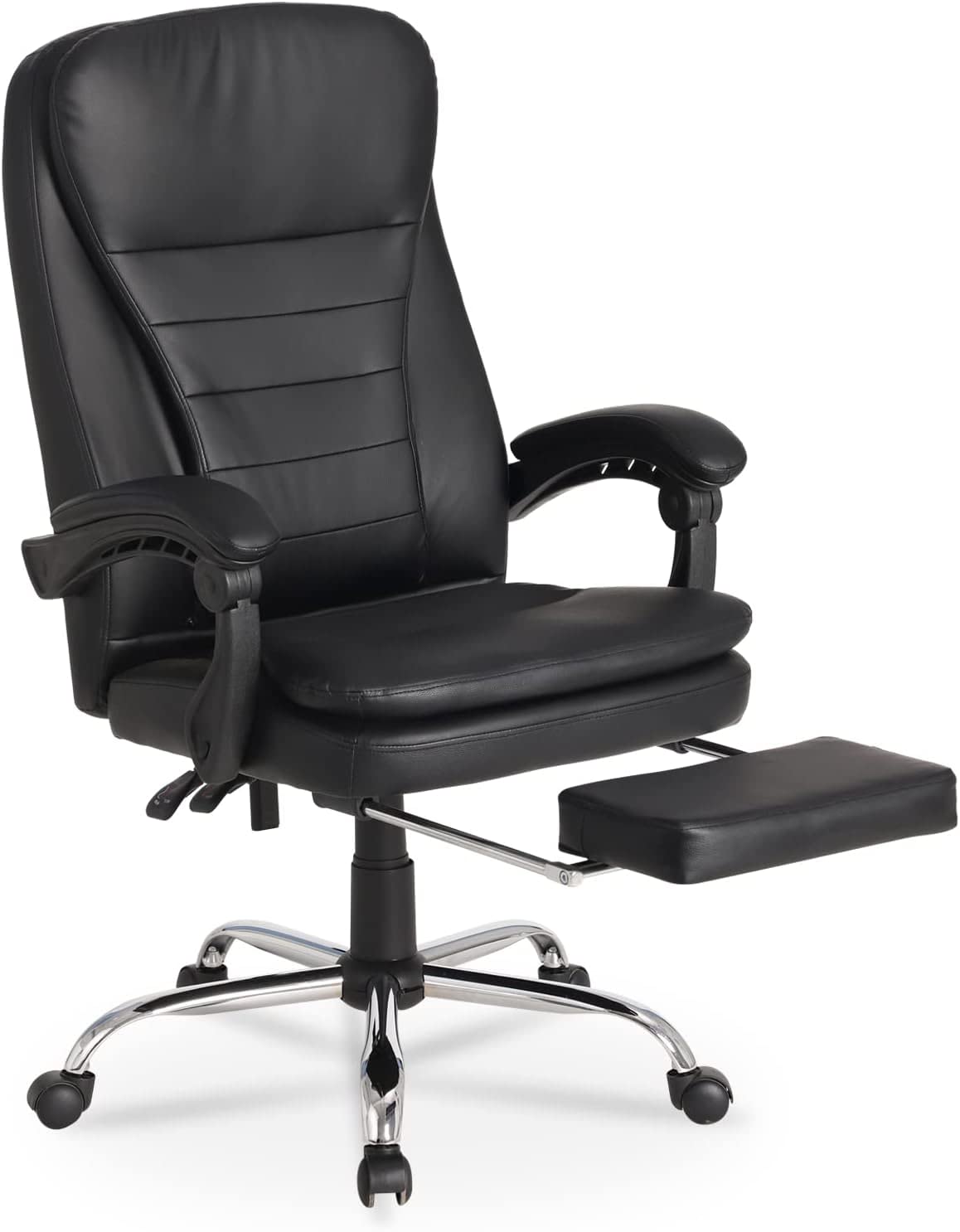 SAMERY Ergonomic Executive Office Chair - Adjustable Height PU Leather Swivel Computer Desk Chair with Armrests, Lumbar Support & Rocking Function for Home Office, Gaming, or Workspace (Black)