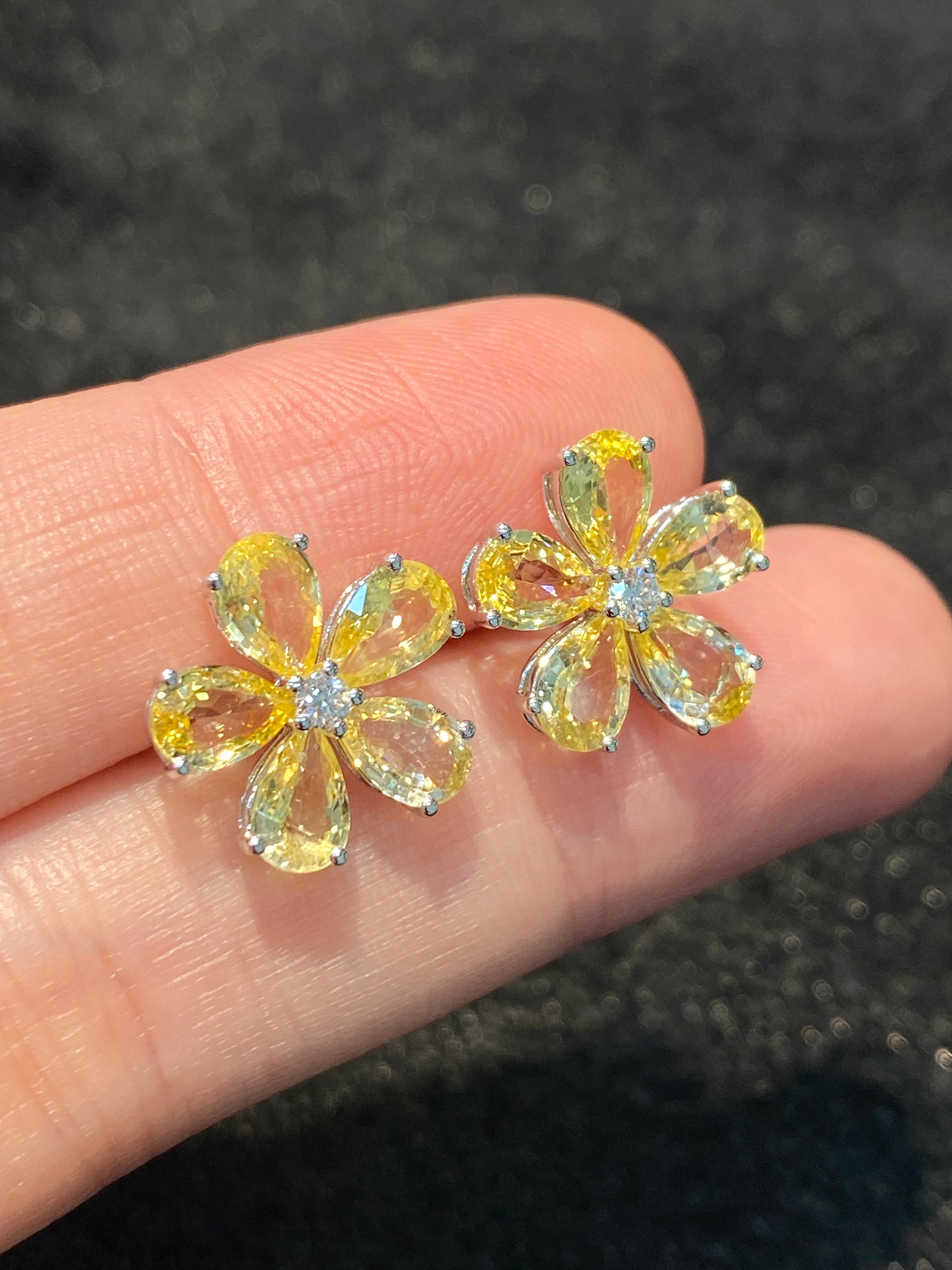 Natural Yellow Sapphire 4.05ct Stud Earrings - 14K Gold Gemstone Jewelry for Women - Perfect for Weddings, Parties & Special Occasions