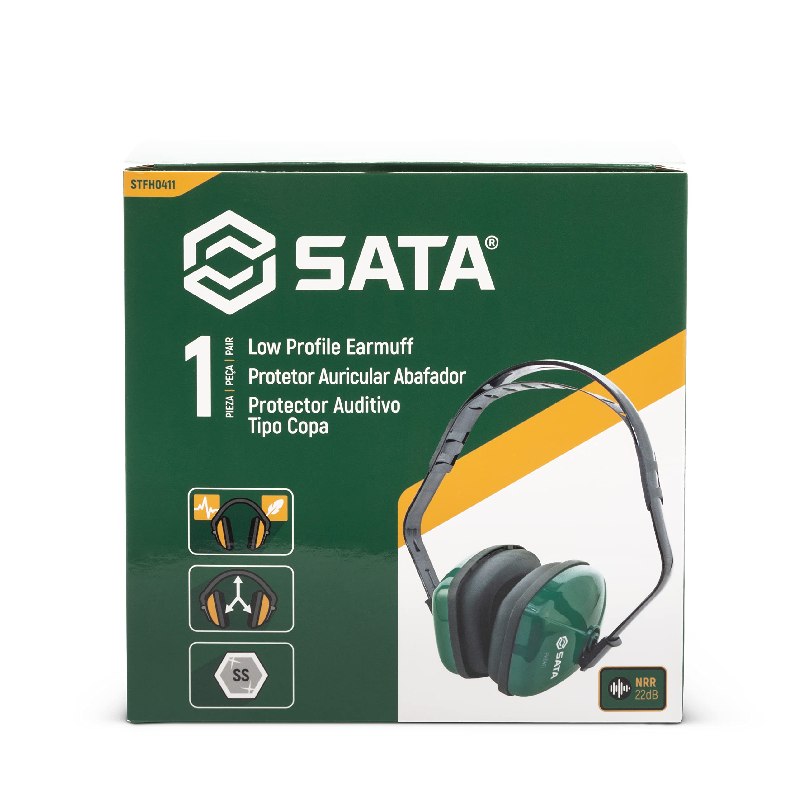Noise Cancelling SATA Low Profile Earmuffs - Lightweight Hearing Protection with Comfortable Double Layer Headband & Soft Ear Cups (STFH0411) - Perfect for Shooting Range, Construction Work, and Industrial Safety Use
