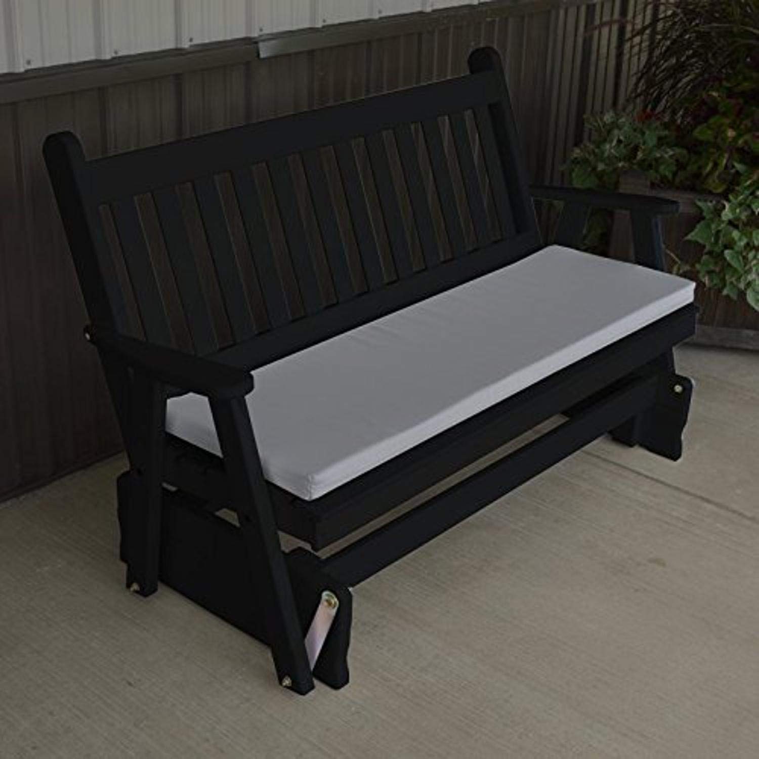 A & L Furniture 5ft Yellow Pine Traditional English Glider Bench - Black Wooden Outdoor Swing Seat for Garden, Patio, Porch, and Backyard Relaxation