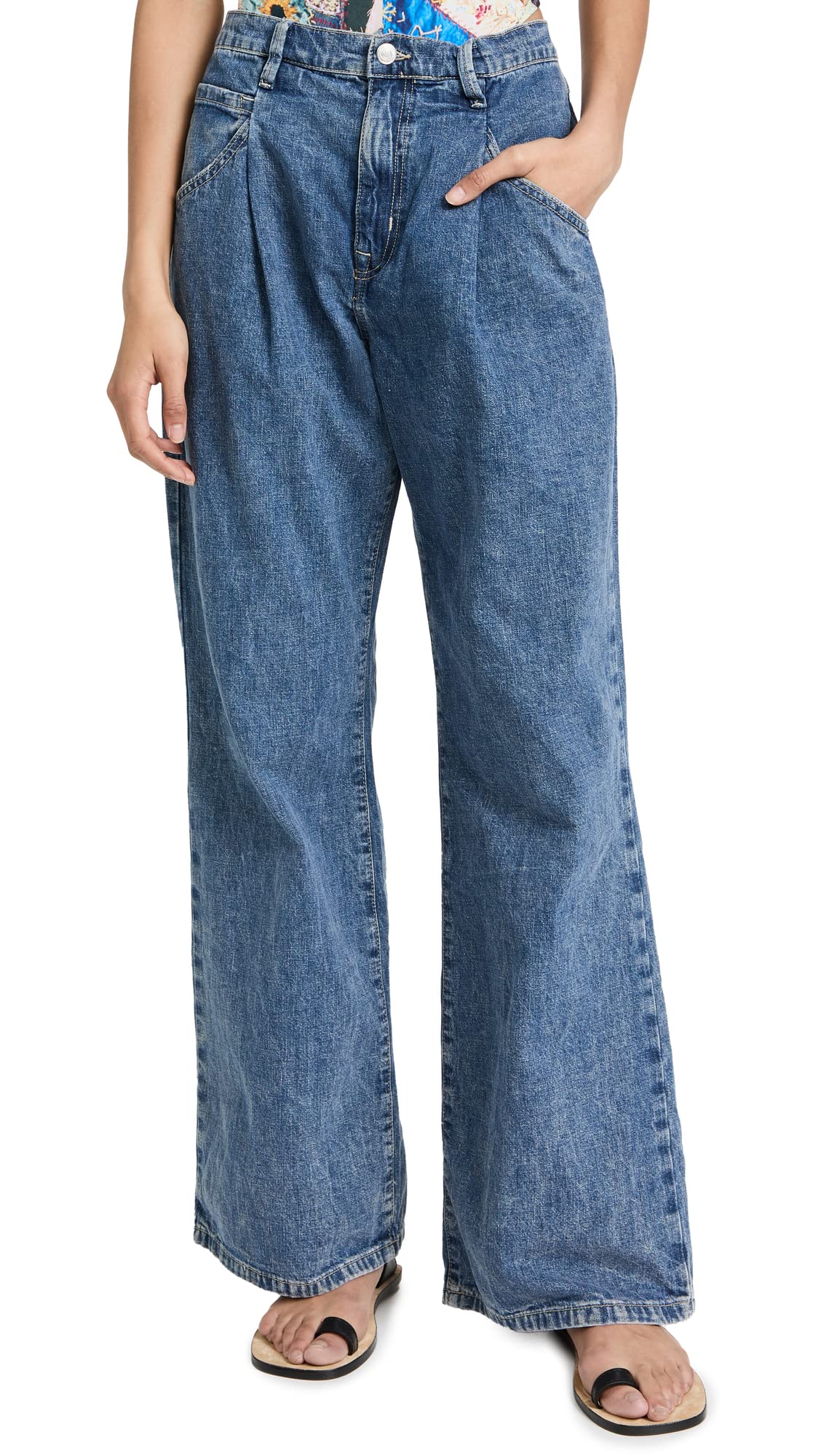 Free People Women's Luca Super Slouch Jeans - High Waist Distressed Denim Pants for Casual Wear & Everyday Outfits