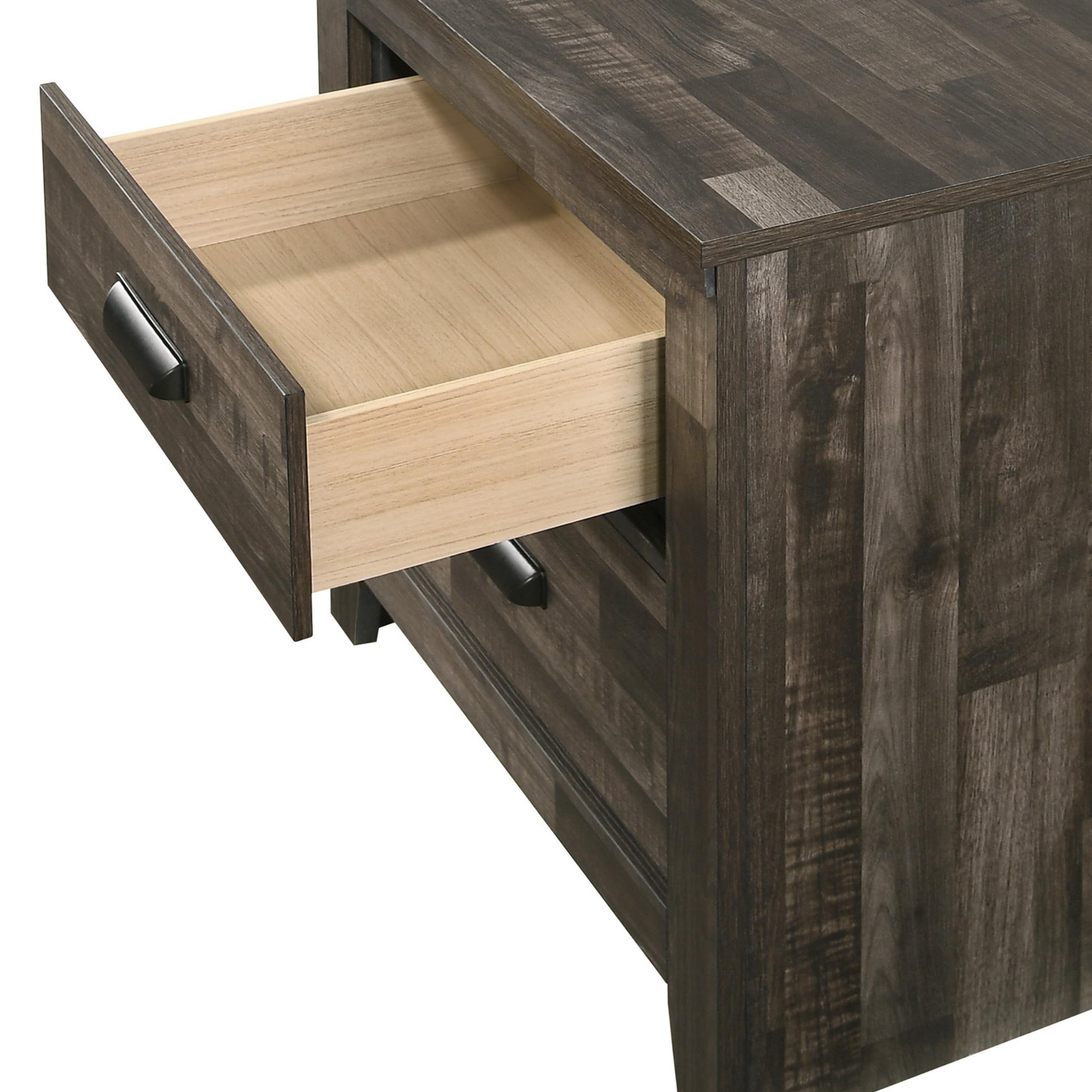 Benzara BM241274 Night Stand with 2 Drawers - Solid Wood Butcher Block Design Bedside Table in Brown - Perfect for Bedroom, Living Room, or Guest Room Storage