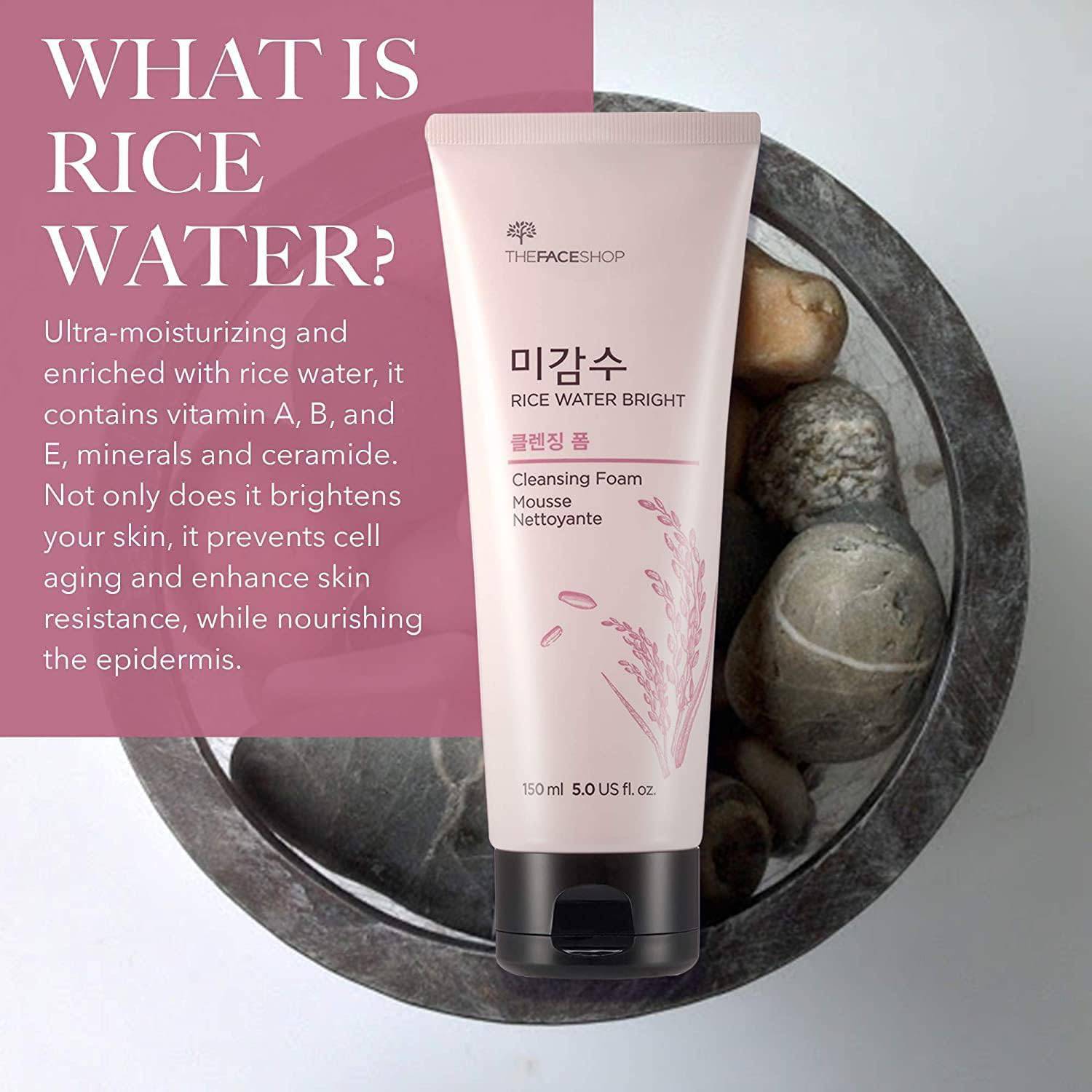 The Face Shop Rice Water Bright Cleansing Foam - Korean Skincare for Glowing Skin | Gentle Daily Face Wash for Hydration & Radiance | Perfect for Morning & Night Routine