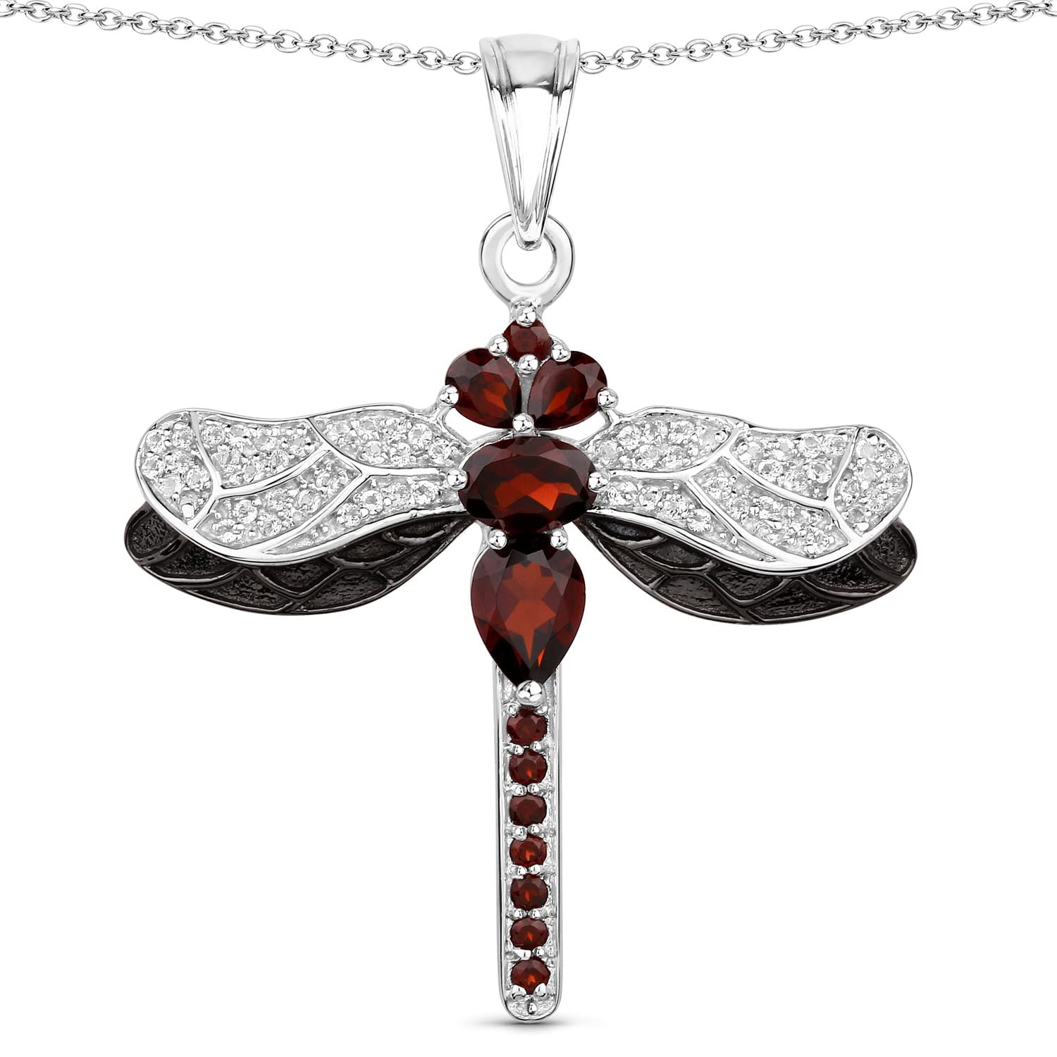 Huang & Co. Genuine Blue Topaz Tanzanite Opal Tourmaline Citrine Amethyst Peridot Garnet Pendant Necklace - 925 Sterling Silver Rhodium Plated 18