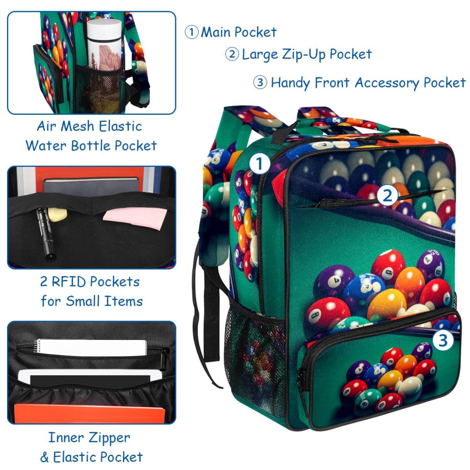 Best Travel Backpacks for Women & Men - Durable Hiking, Commuting & Billiards Backpack - Perfect for Outdoor Adventures, Work & Sports