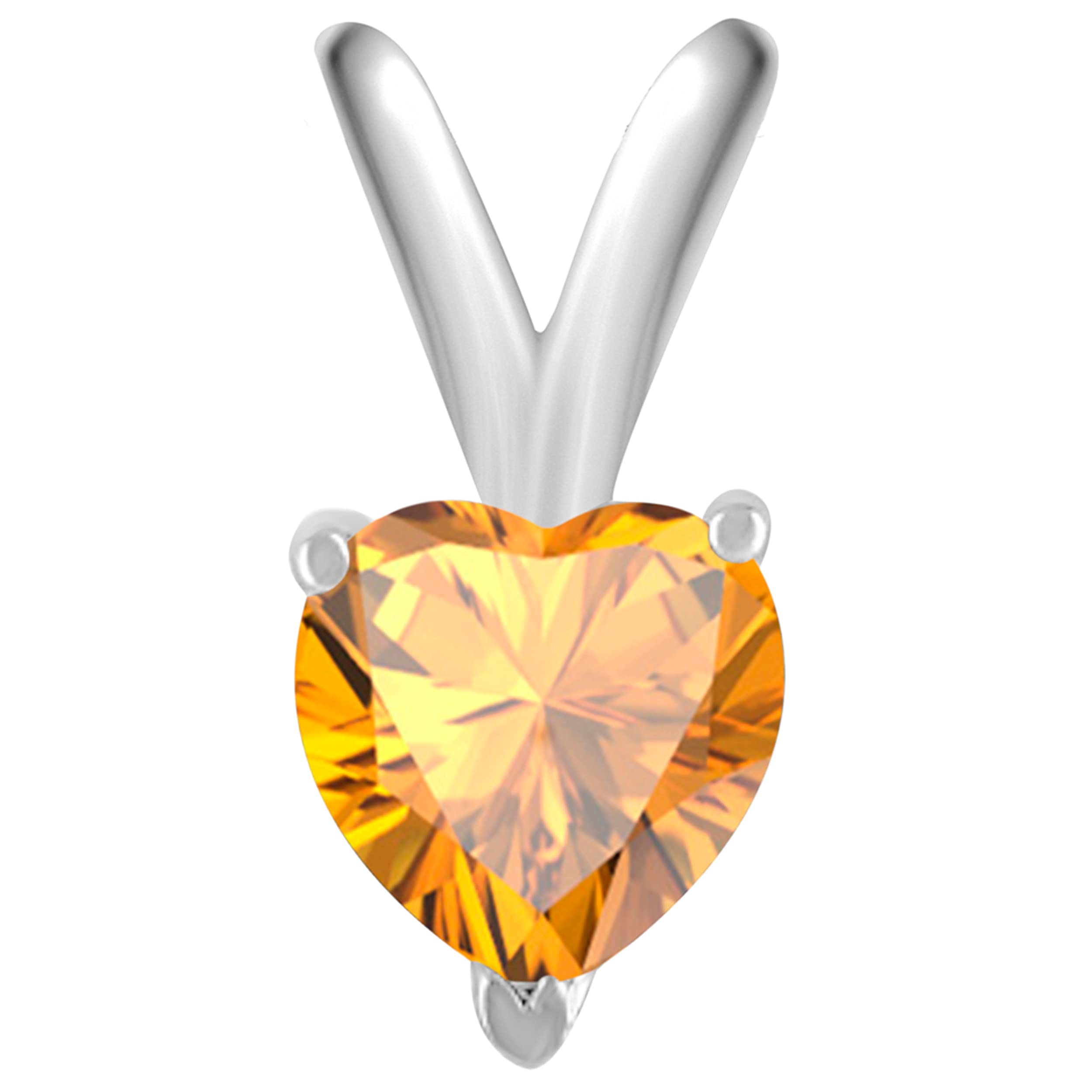 14K White Gold Citrine Heart Pendant Necklace for Women - 0.45 Carat Prong Set Gemstone Jewelry with 18