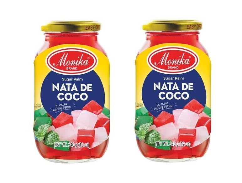 Premium Nata de Coco Coconut Gel Cubes - Red Pamai Pai® Double Pack (2 x 340g) - Monika Coconut Gel - Perfect for Bubble Tea, Desserts & Healthy Snacks