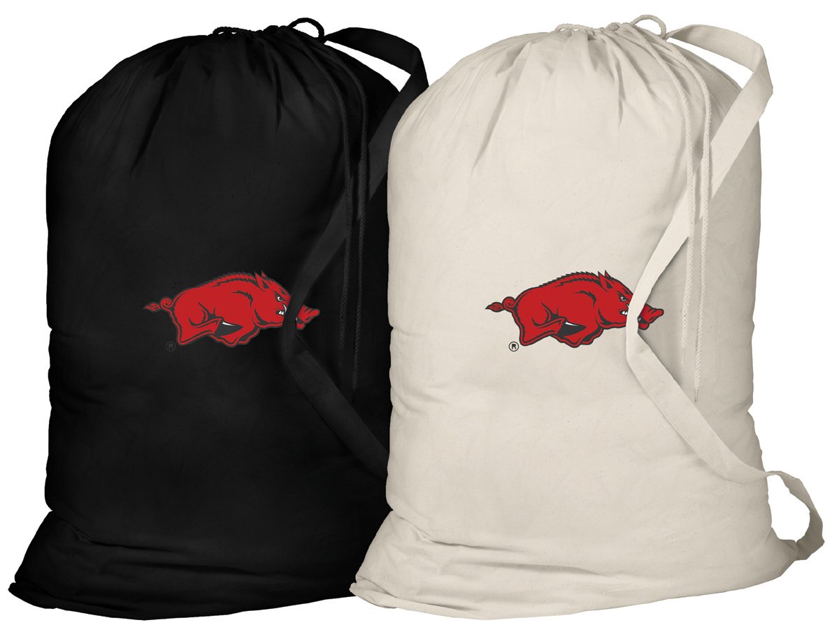 University of Arkansas Laundry Bag Set - 2 Pack Durable Clothes Storage Bags for College Dorm, Travel & Gym - Arkansas Razorbacks Gear
