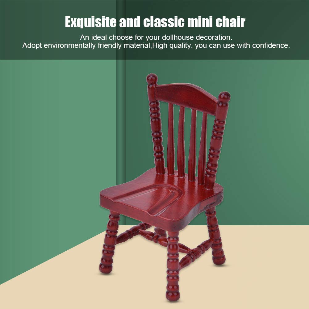 Red Wooden Dollhouse Furniture Chair - Exquisite Miniature Armchair for 1:12 Scale Dollhouse, Photography Props & Home Decoration | Perfect for Dollhouse Decor, Miniature Scenes & Creative Photography