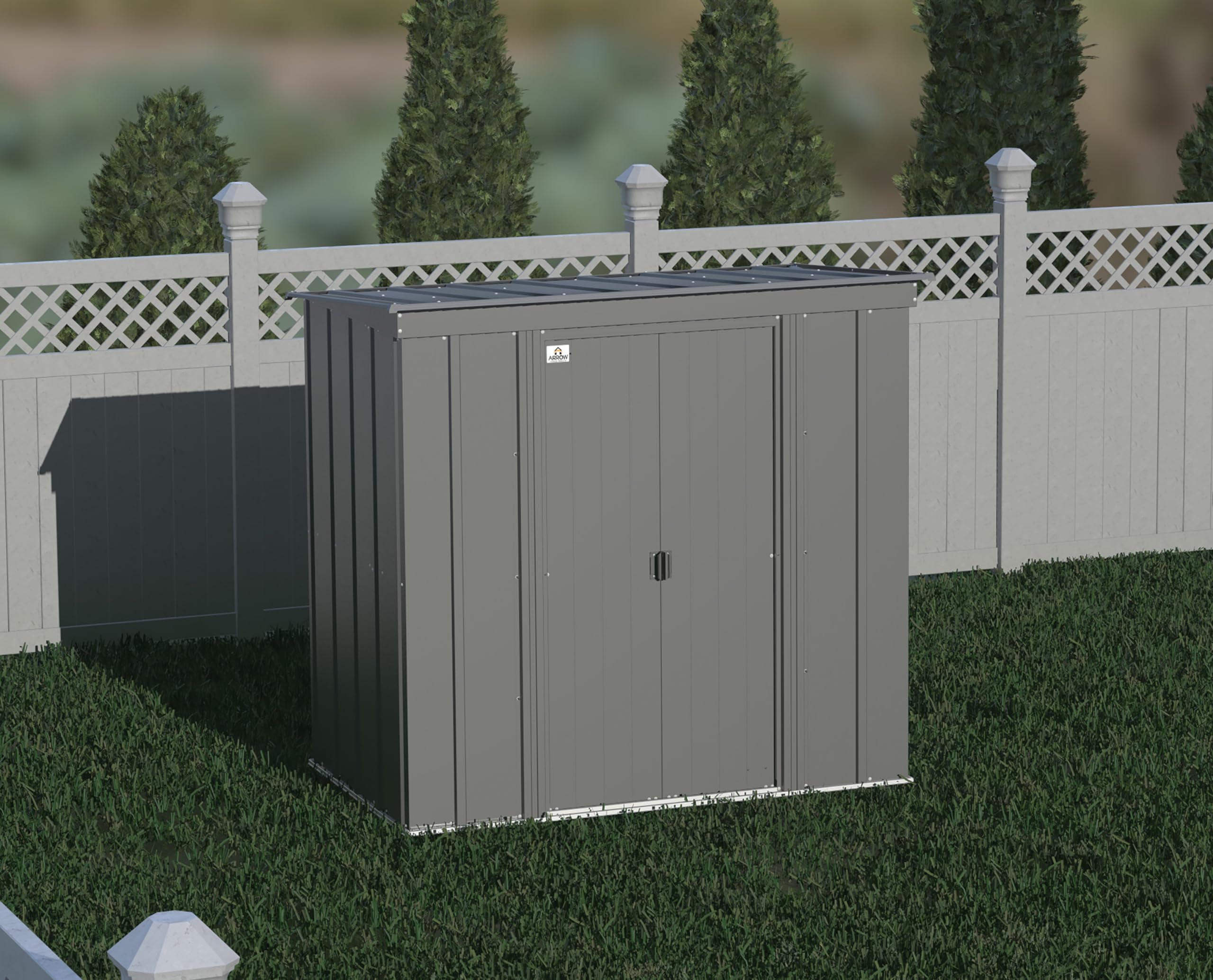 Arrow Classic Steel Storage Shed 6x4 ft - Durable Outdoor Garden Shed with Lockable Doors - Charcoal Gray Weather-Resistant Metal Shed for Backyard, Patio & Lawn Equipment Storage