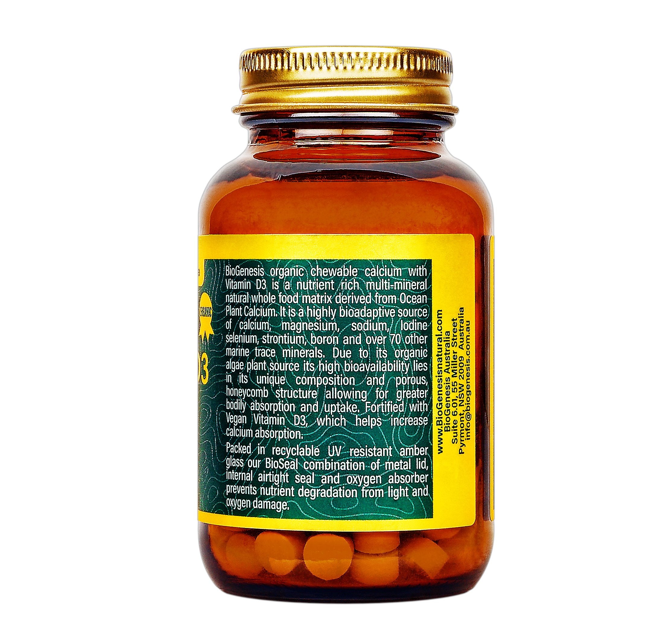 Organic Ocean Plant Calcium + D3 Chewable Tablets - 200 Count | Plant-Based Calcium Supplement for Bone Health & Immune Support | Perfect for Adults & Kids Daily Nutrition