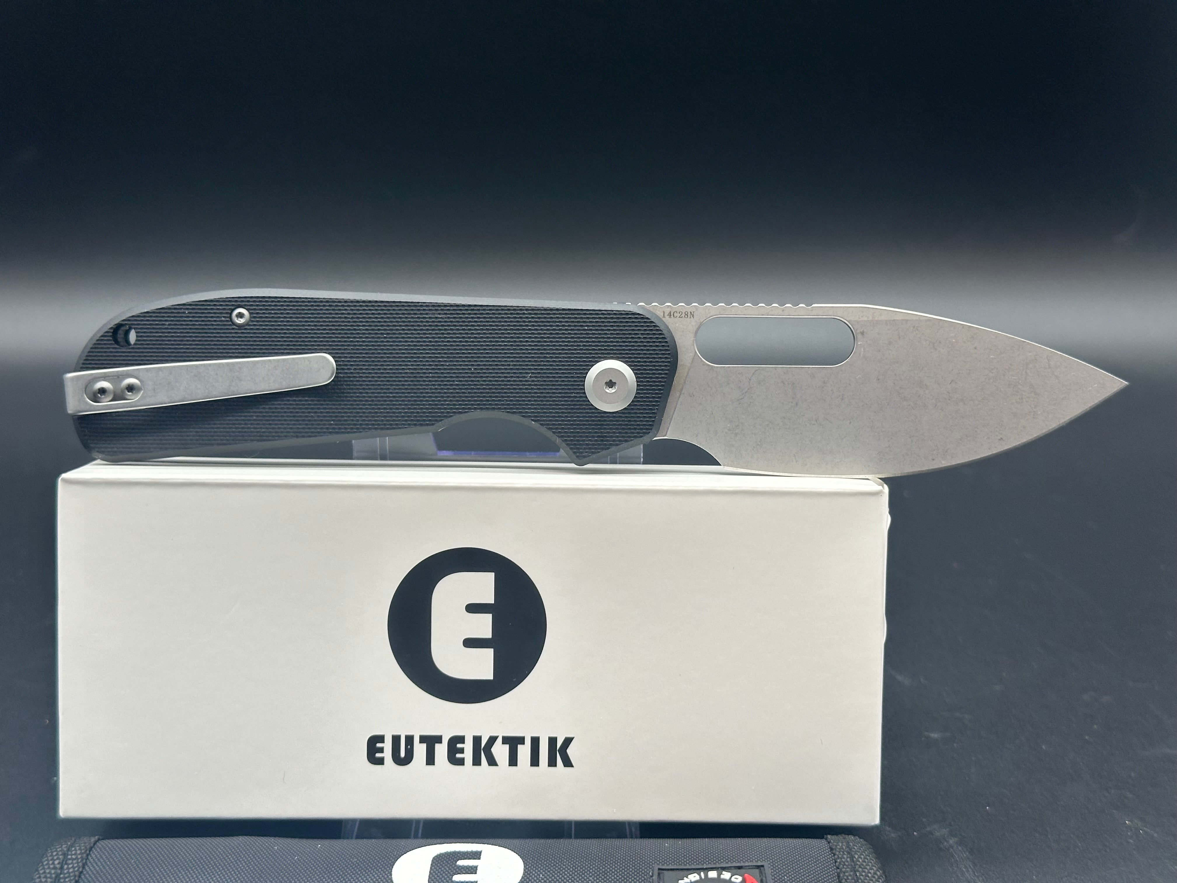 Premium Eutektik EFD Black Stonewashed Pocket Knife with LTK Koozie, Patch & Sticker Set - Perfect for Camping, Hiking & Outdoor Adventures
