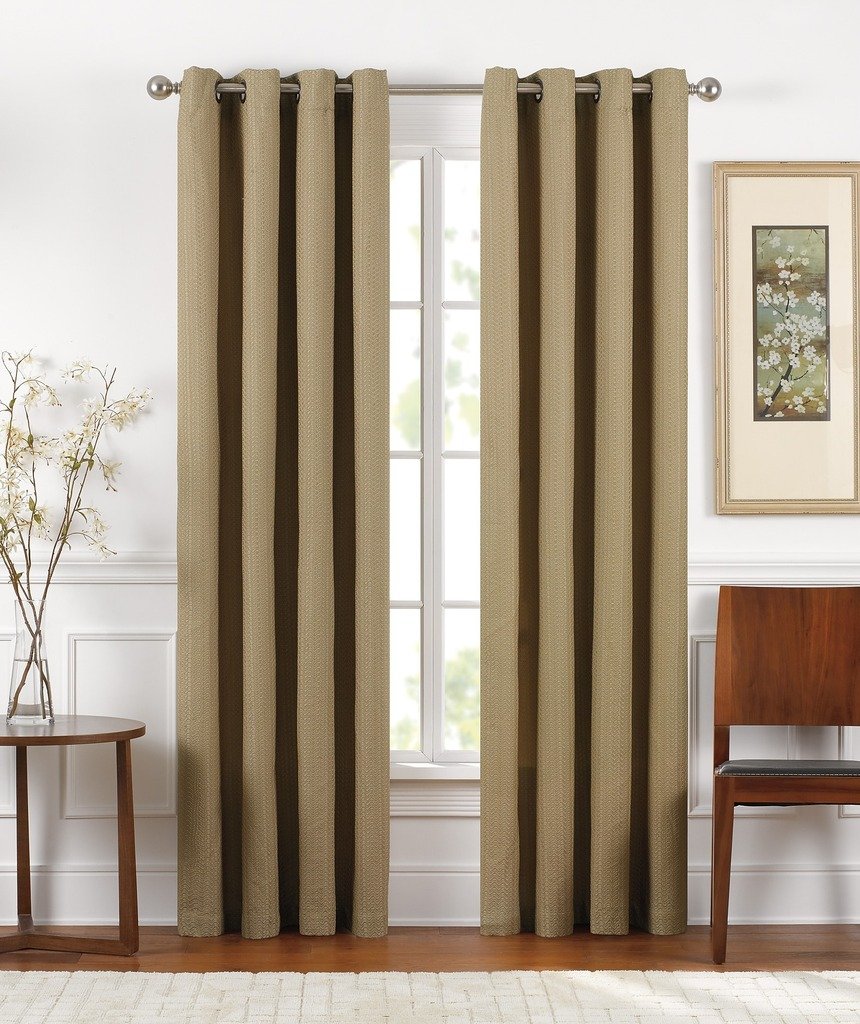 Brielle Sand Dunes Blackout Curtains 52x84 Inch - Thermal Insulated Linen Grommet Panels for Bedroom & Living Room - Gold Luxury Window Treatments for Noise Reduction & Light Blocking