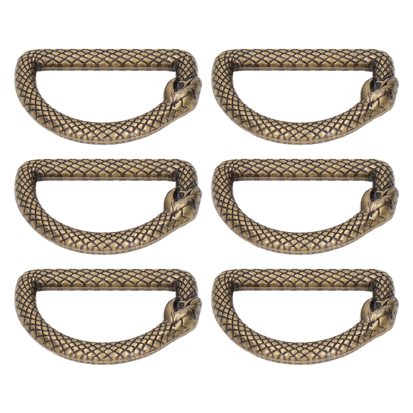 Zinc Alloy Metal D Rings with Snake Pattern - Heavy Duty Buckles for Handbags, Purses, Backpacks & DIY Craft Projects - Perfect for Leather Goods & Accessories