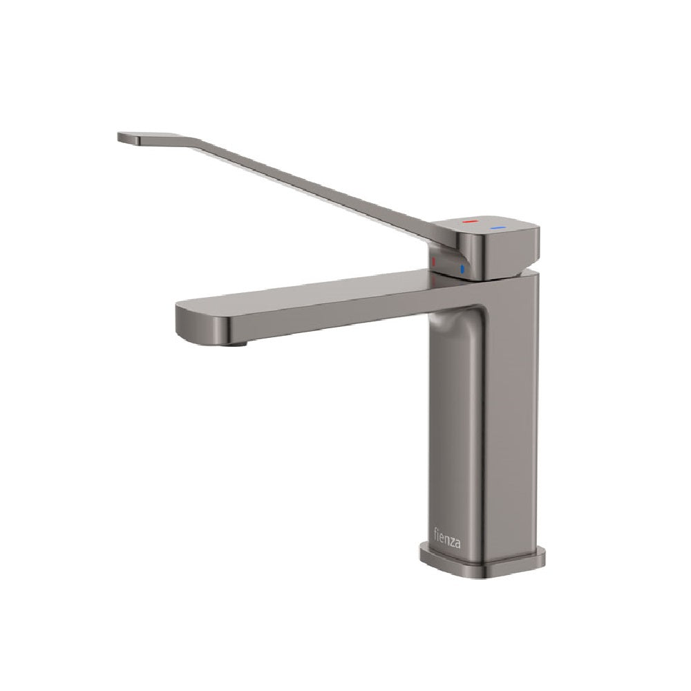 Fienza 233103DGM Tono Care Basin Mixer Faucet in Gunmetal Finish - Modern Bathroom Sink Faucet for Home & Hotel Use