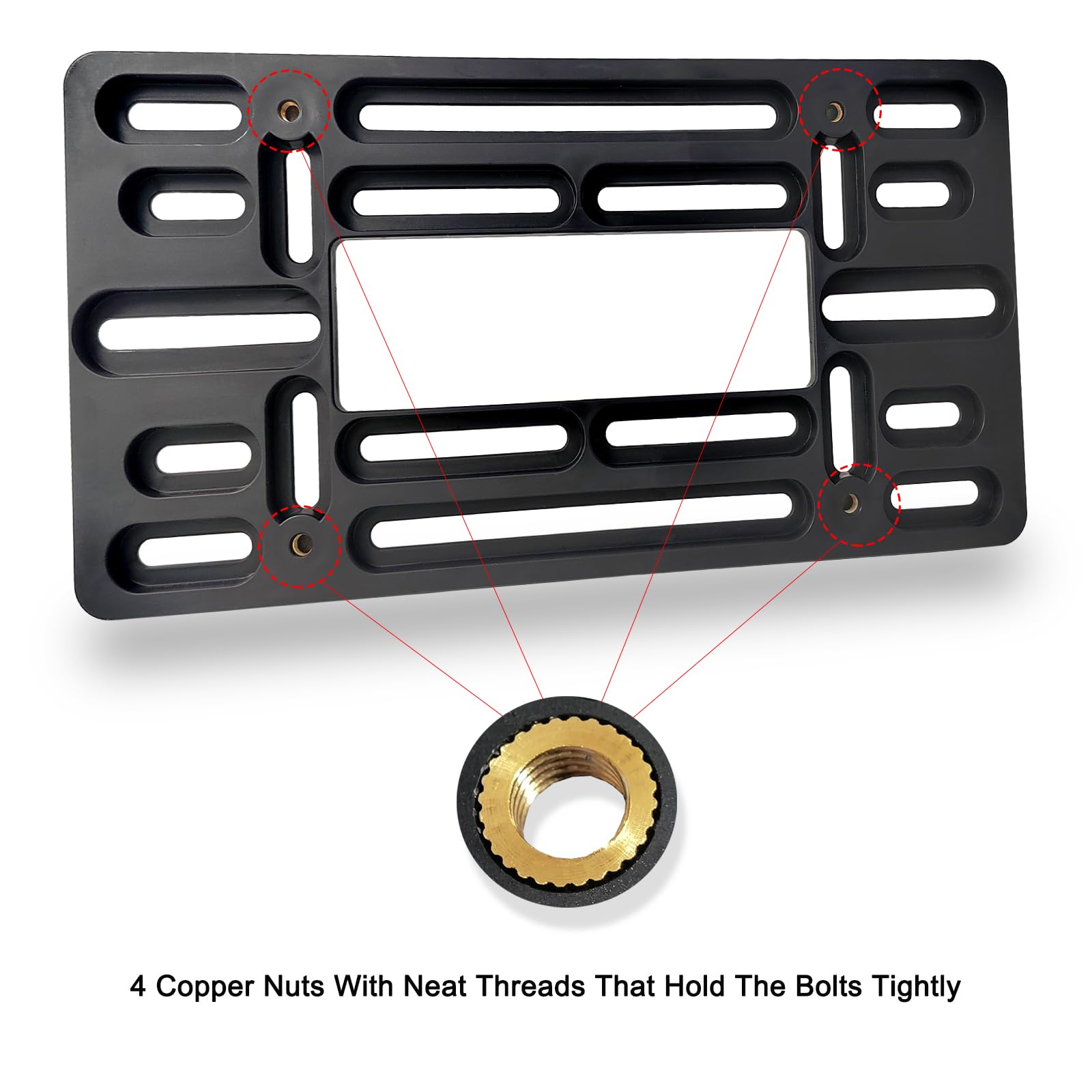 Universal Black License Plate Bracket - No Drill Front Bumper Mount with Anti-Theft Screws for US Vehicles & Trucks | Durable Plastic Car Tag Holder for Secure Display