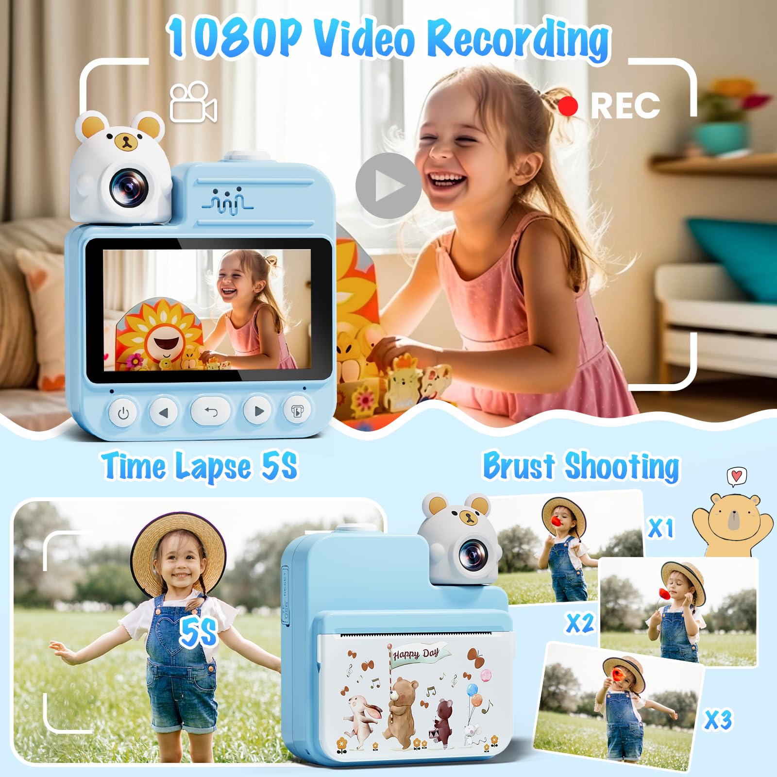 **Kids Instant Print Digital Camera for Boys & Girls Ages 3-12 | 3.0
