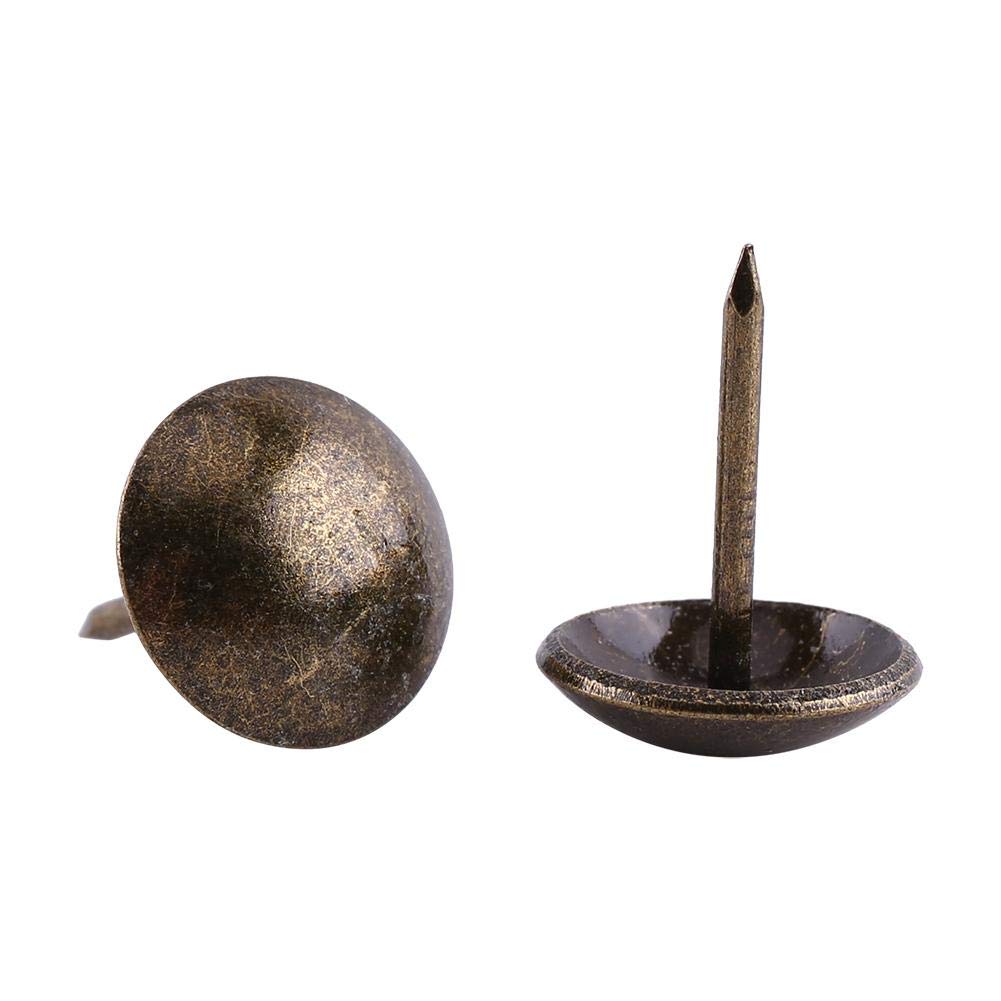 100-Piece Bronze Upholstery Tacks - Decorative Furniture Nails & Push Pins (13x17mm) for Sofa, Chair, Bed & Home Decor - Round Head Tack Studs for DIY & Furniture Repair