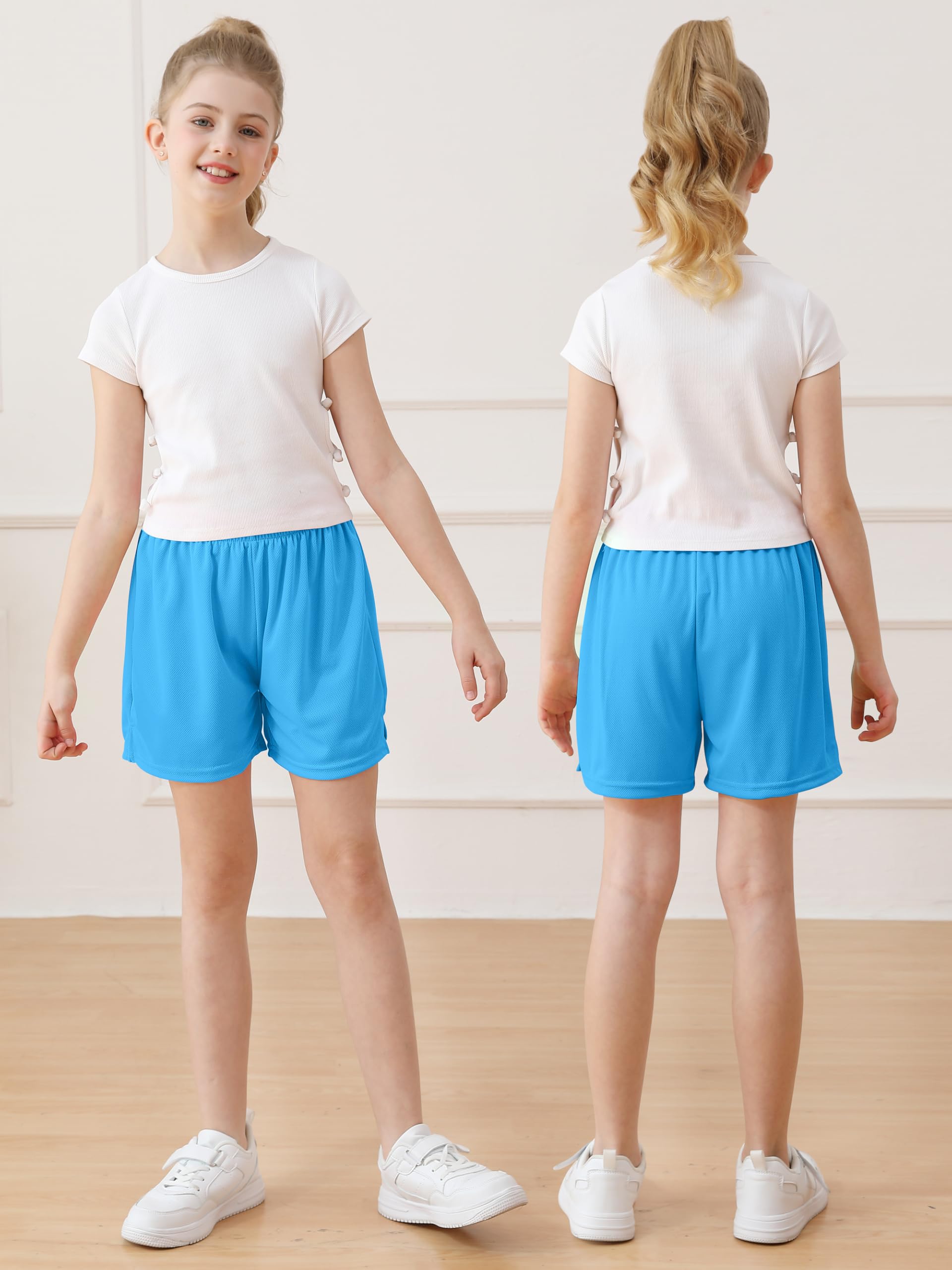 Resinta Girls Athletic Mesh Shorts - Breathable Youth Basketball & Soccer Shorts for Kids - Active Sports & Gym Shorts - Perfect for Training, Running, and Team Sports